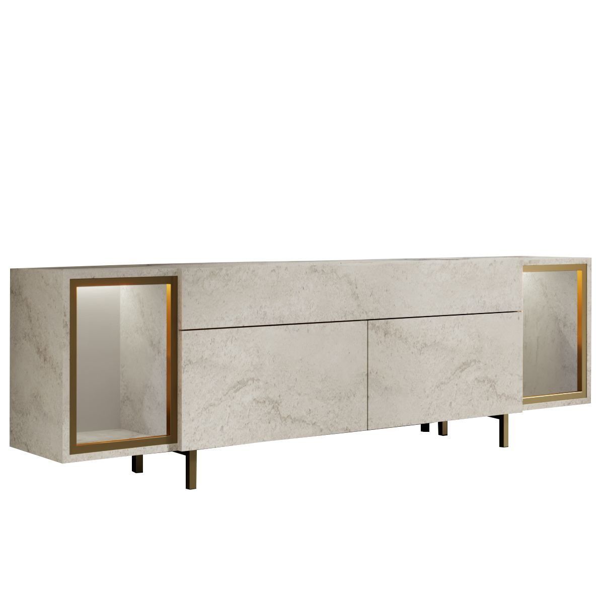 Sosan TV-b&auml;nk 180x55x32 cm - Travertin/guld