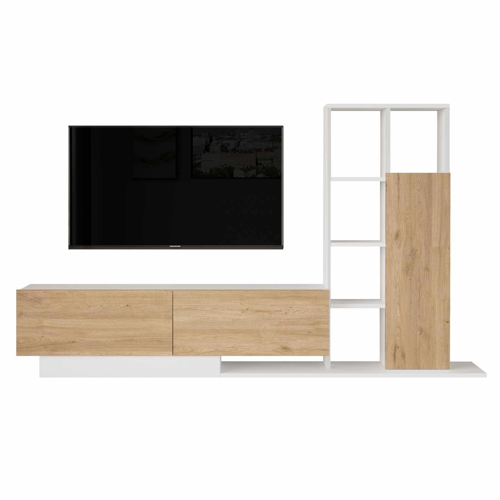 Tavren TV-bänk 201,2x123,6x29,5 cm - Naturlig och vit
