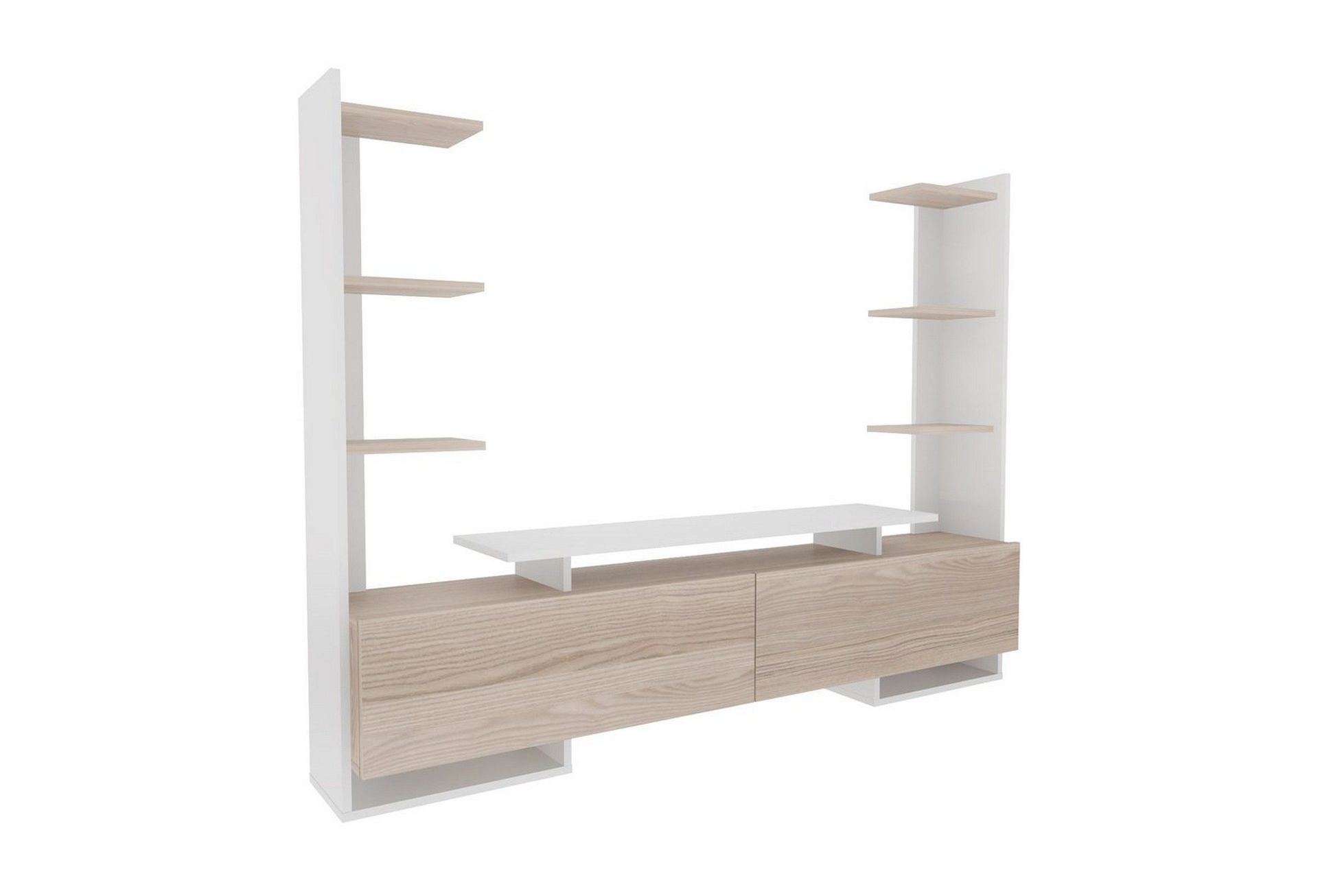 TV-b&auml;nk Akdere Vit / Ek - Mediumf&auml;rgat tr&auml;/Vit