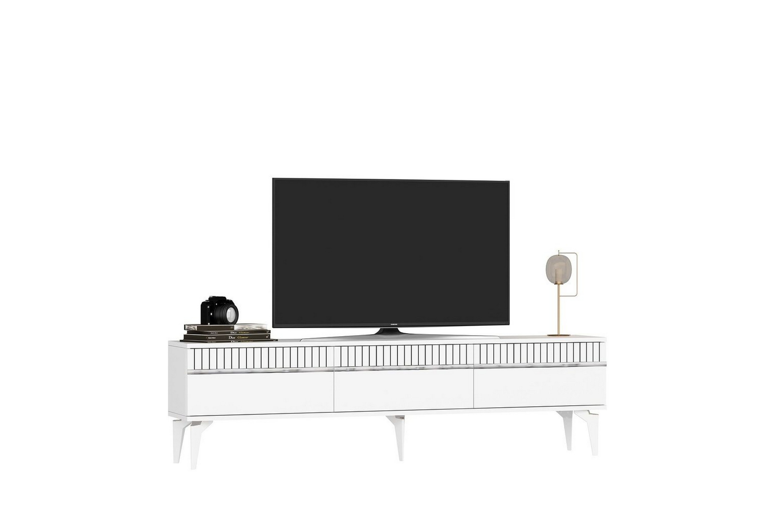 tv-bänk defneia vit / argentu - vit / argentu