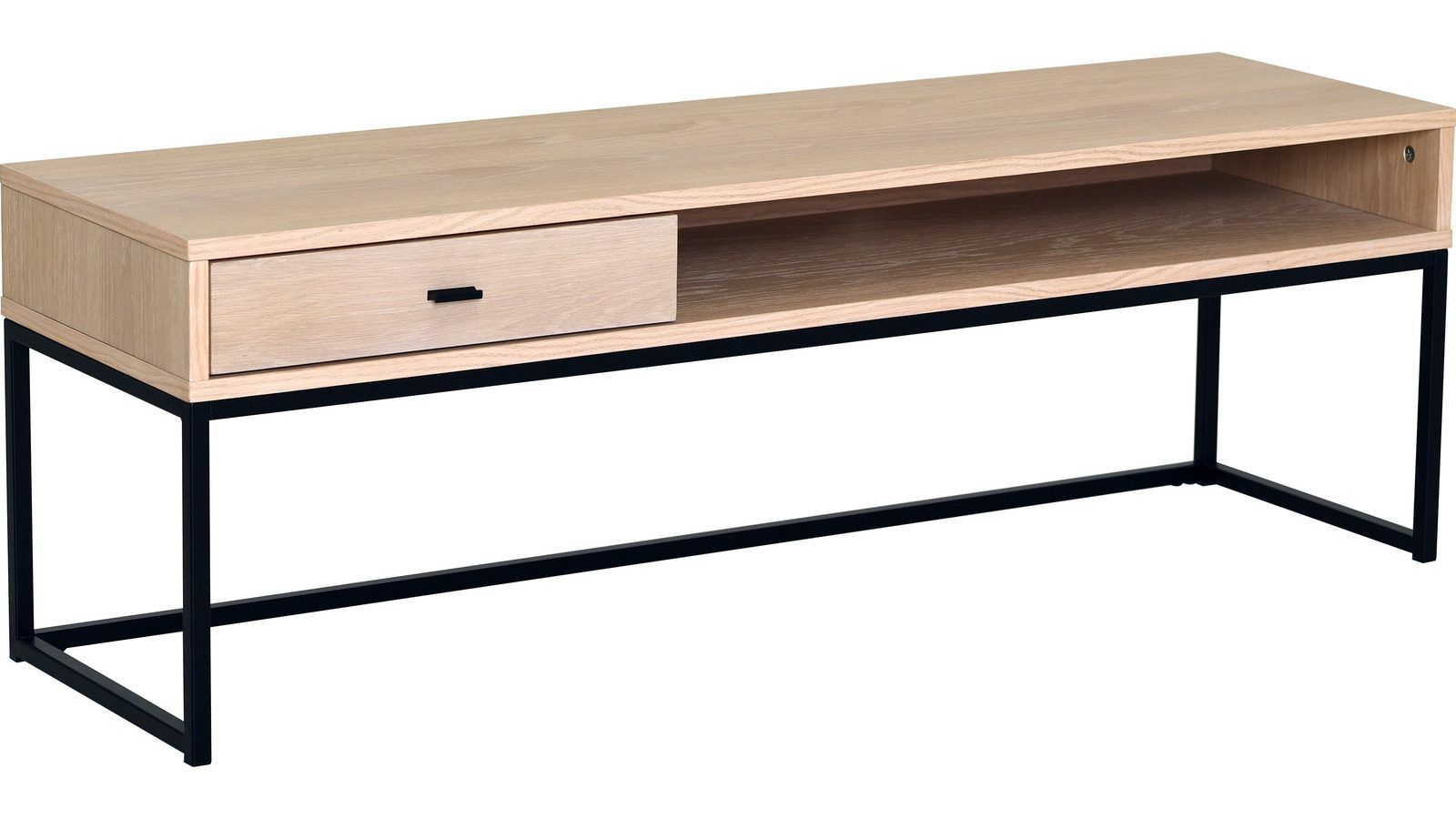 TV-bänk Eiknor 120 cm - Vitpigmenterad ek / brunlackad ekfaner