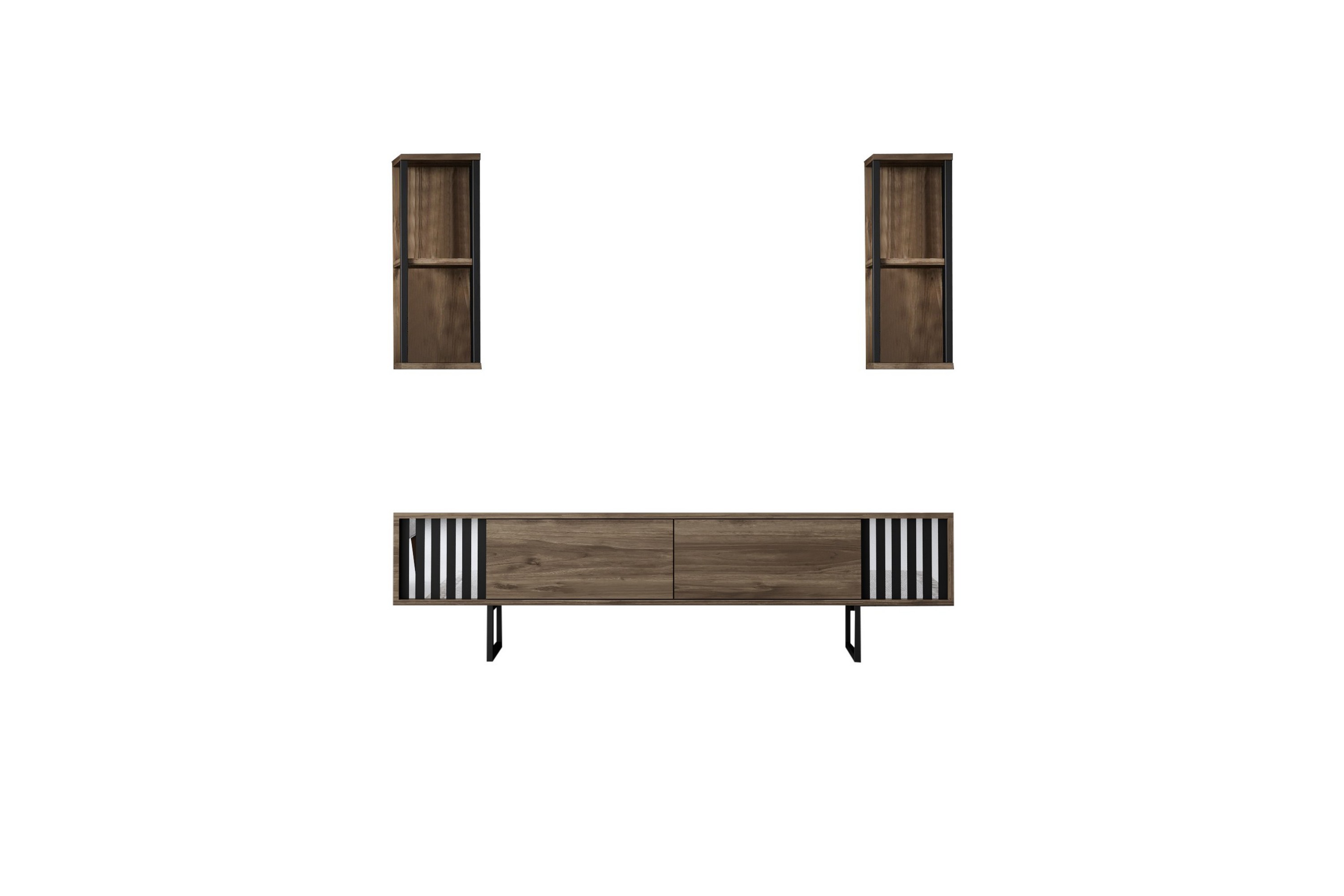 tv-bänk erdem 180 cm - valnöt/svart