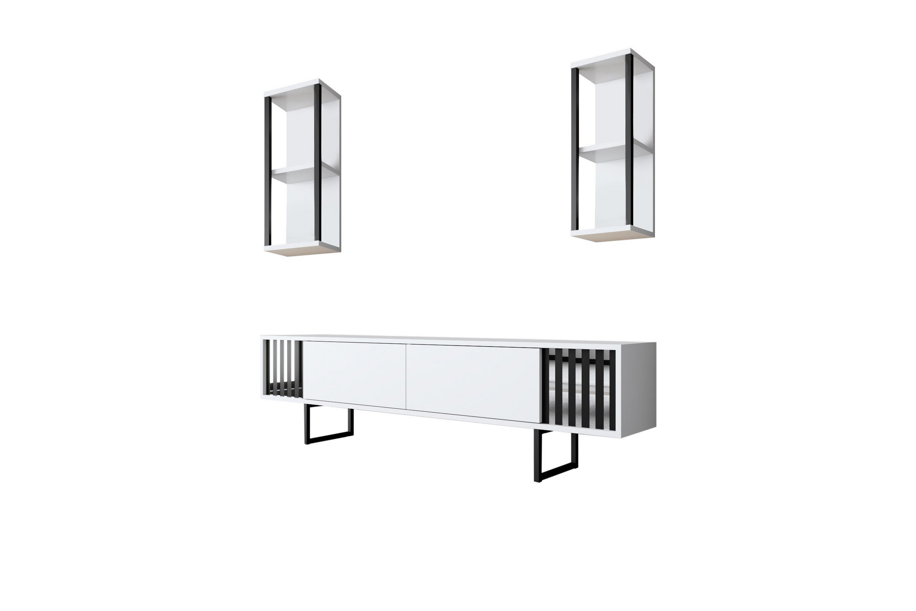 tv-bänk erdem 180 cm - vit/svart