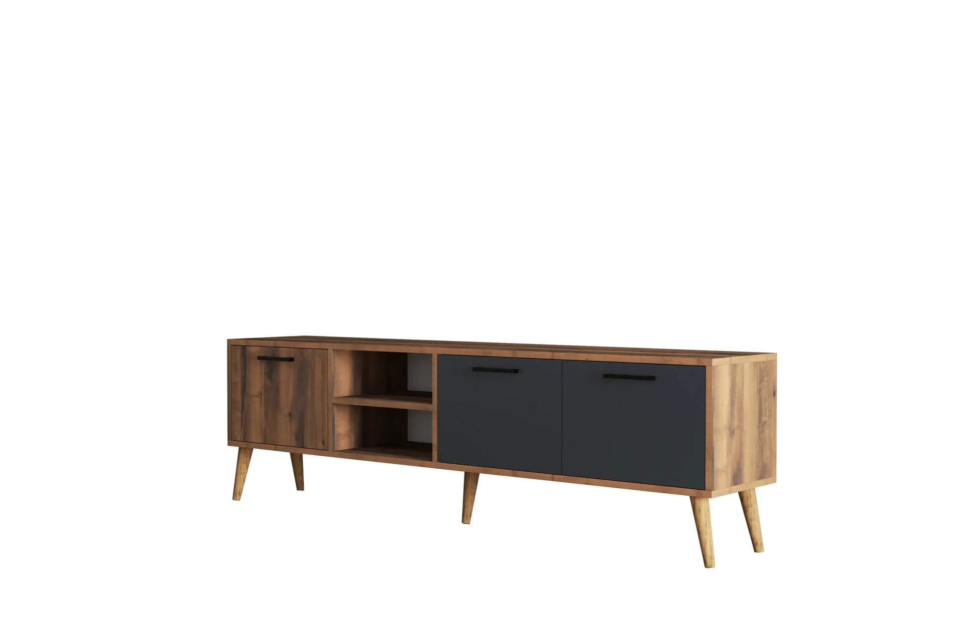 tv-bänk essexa 180x35 cm brun/svart - hanah home