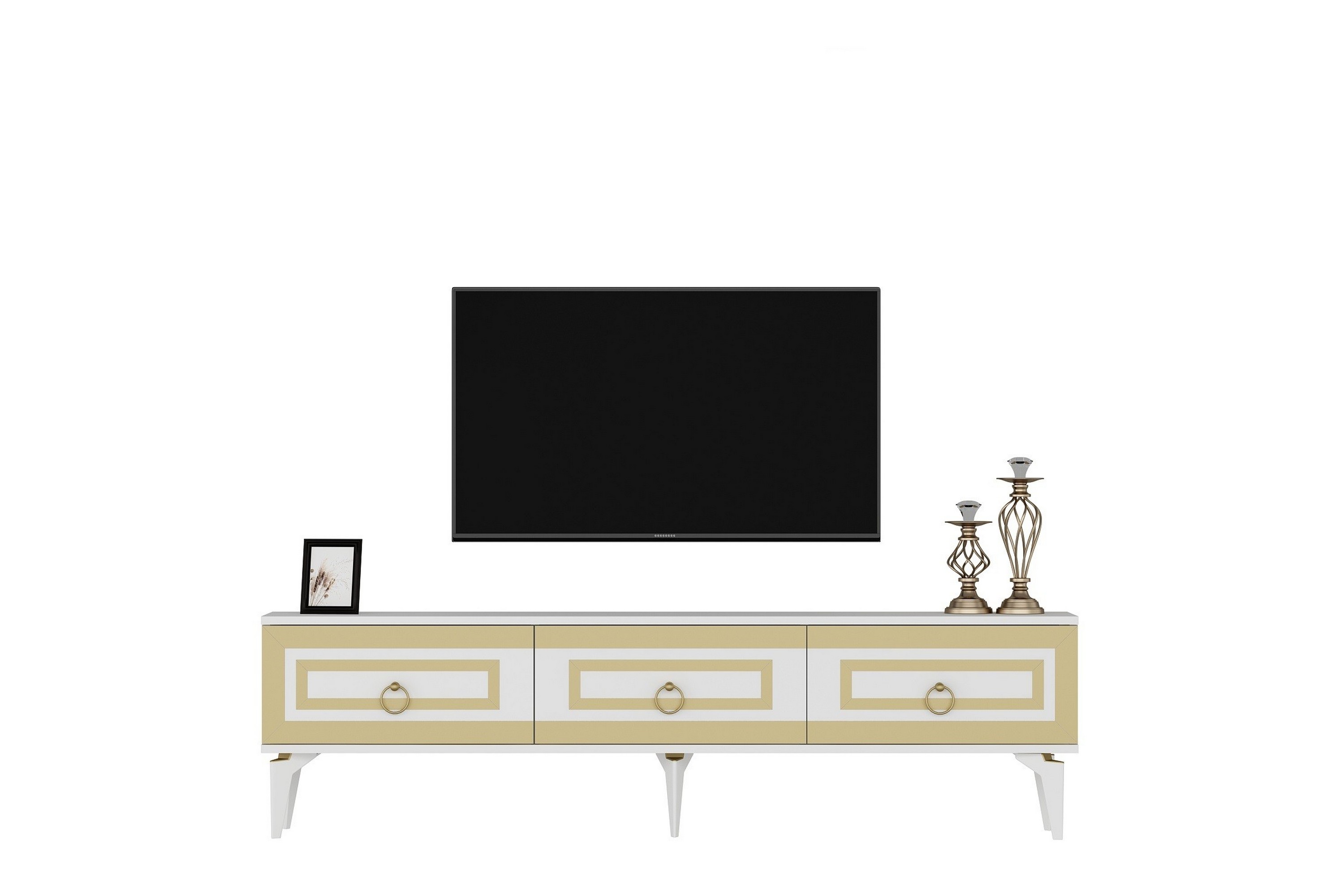 Tv-bänk Harlen 180 cm Vit/Guld
