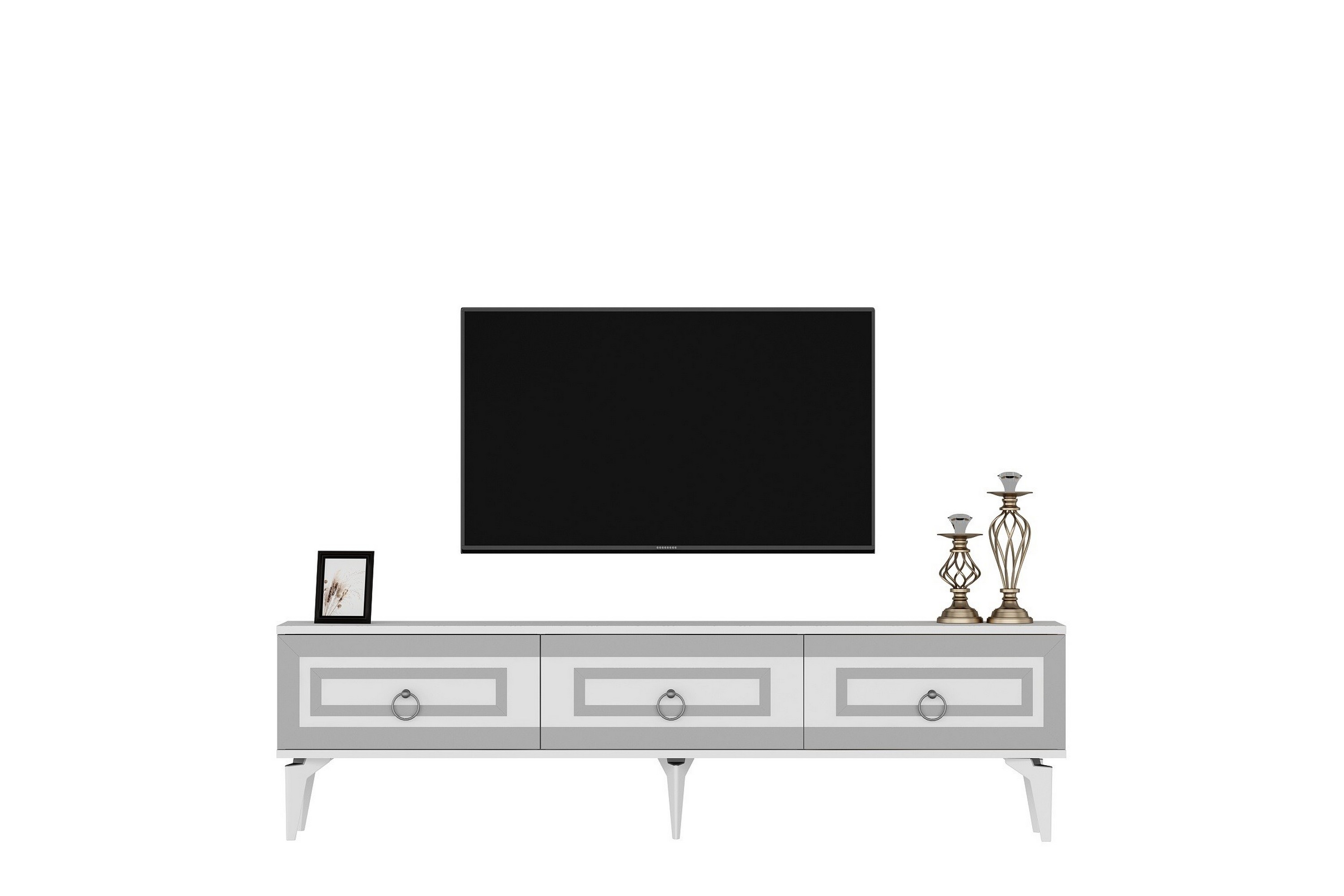 Tv-bänk Harlen 180 cm Vit/Silver