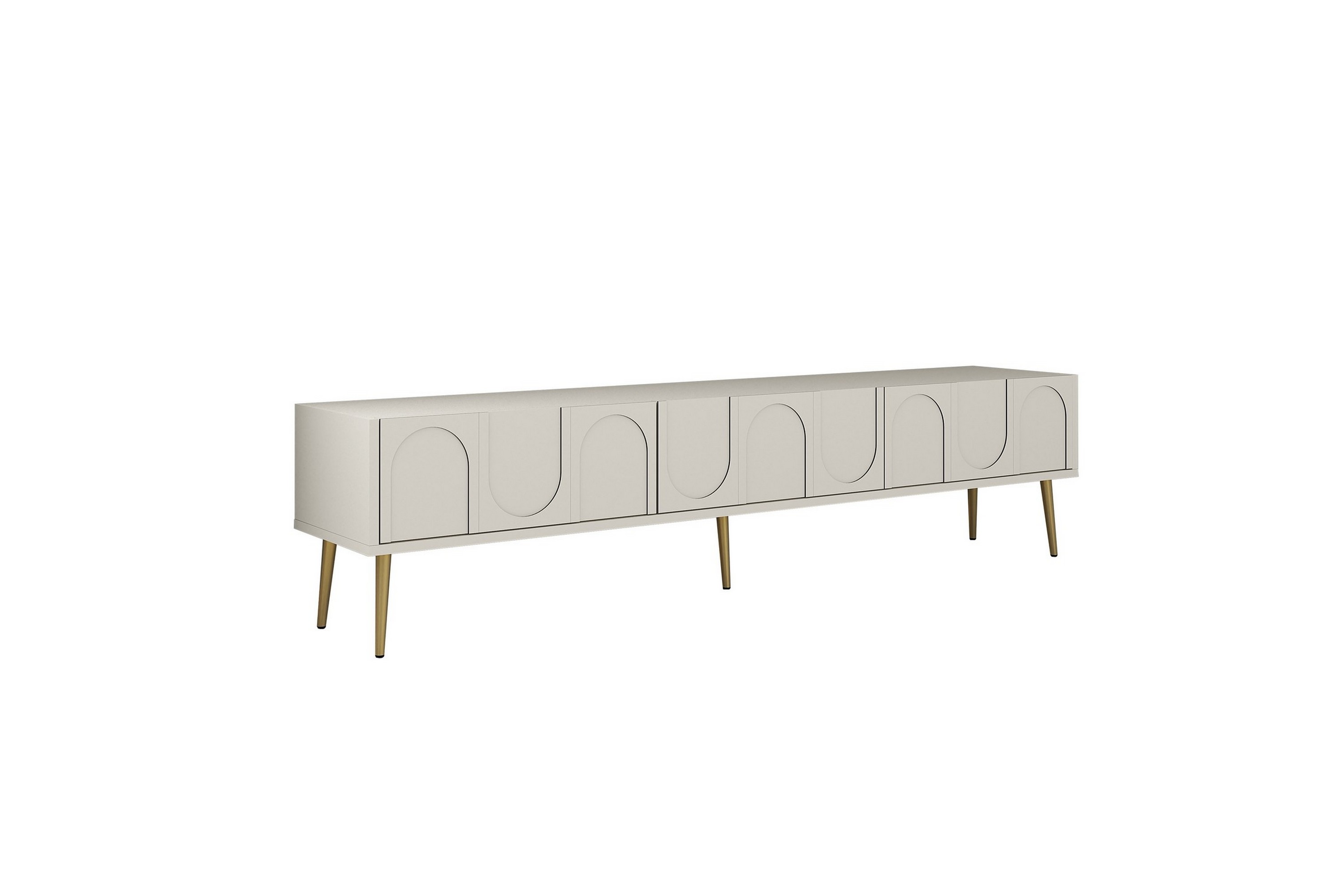 tv-bänk hazim 180 cm - cream/guld