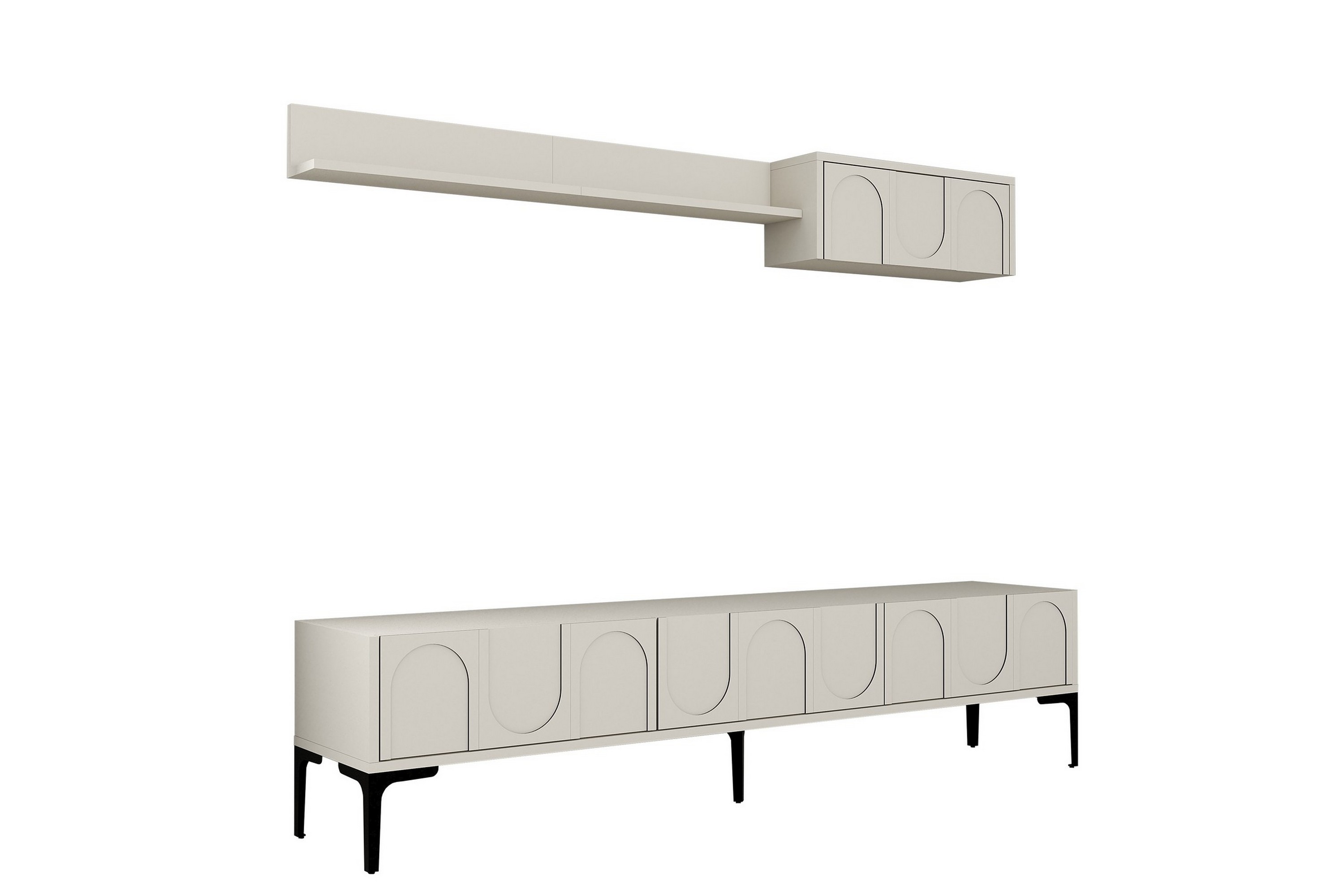 tv-bänk hazim 180 cm - cream/svart