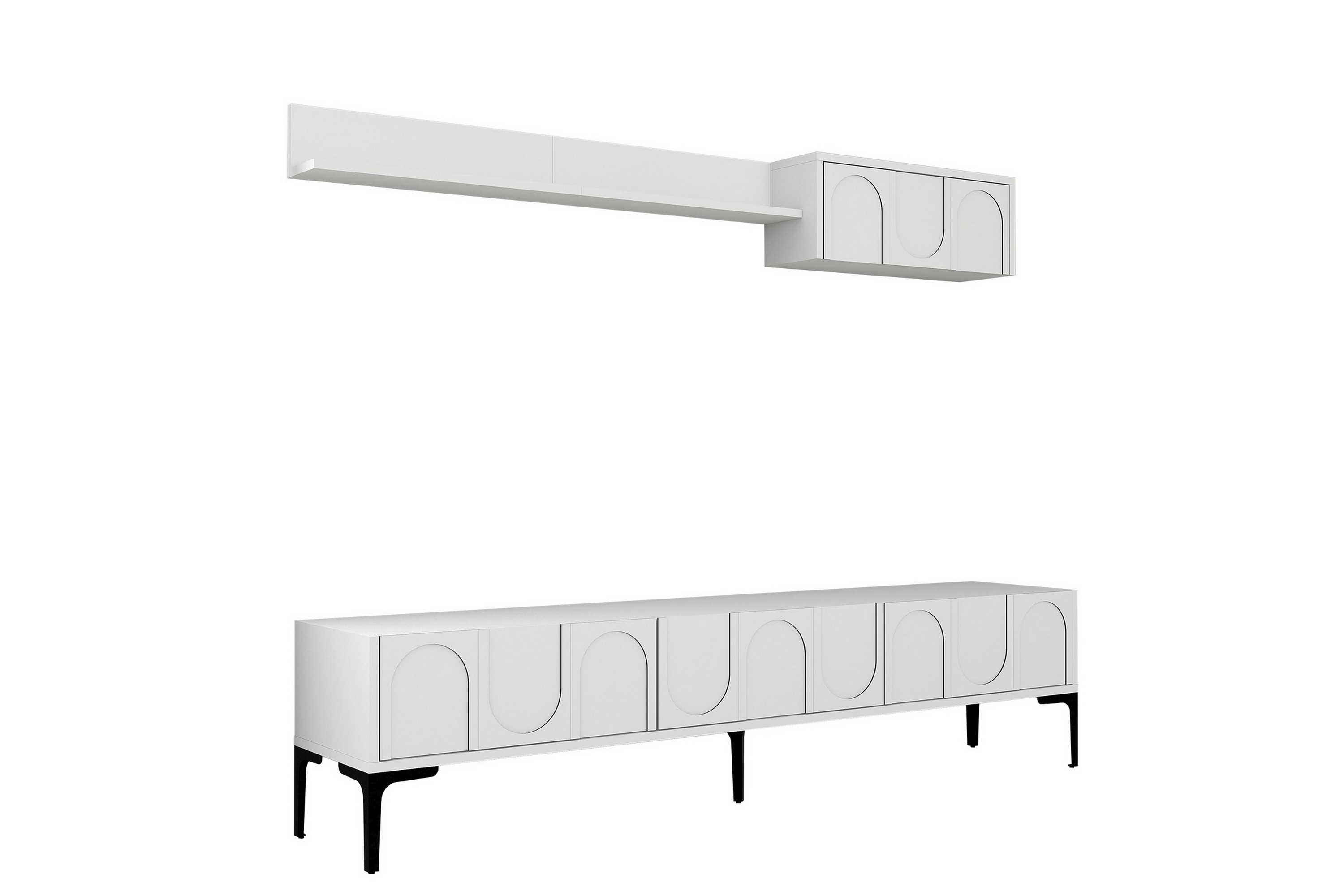 tv-bänk hazim 180 cm - vit/svart