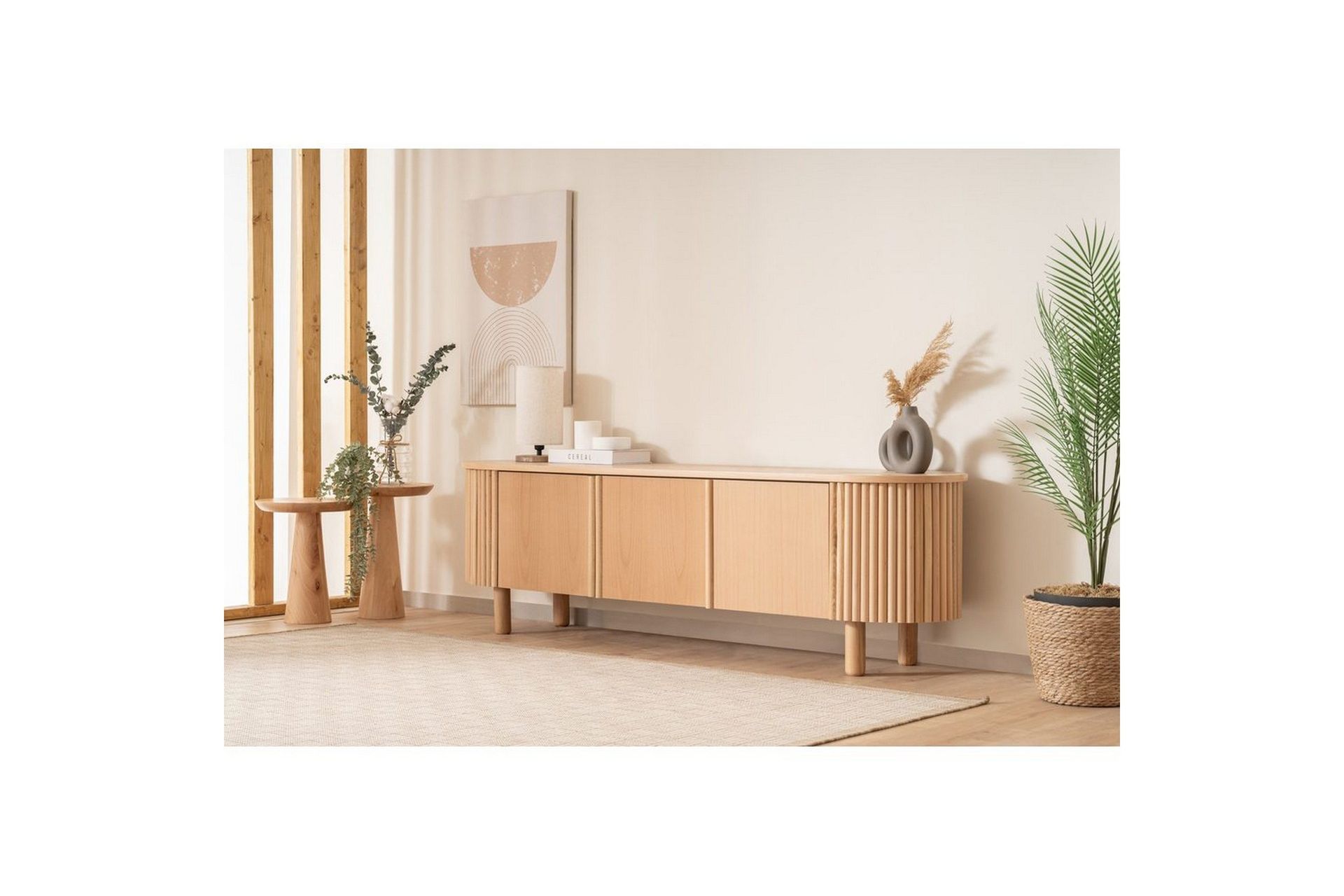 tv-bänk karela bok - ljusfärgat trä