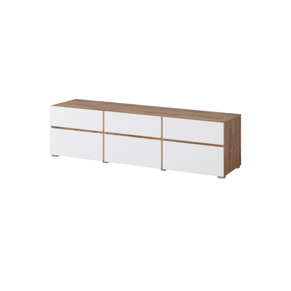 tv-bänk kors 3 luckor med 3 lådor - vit