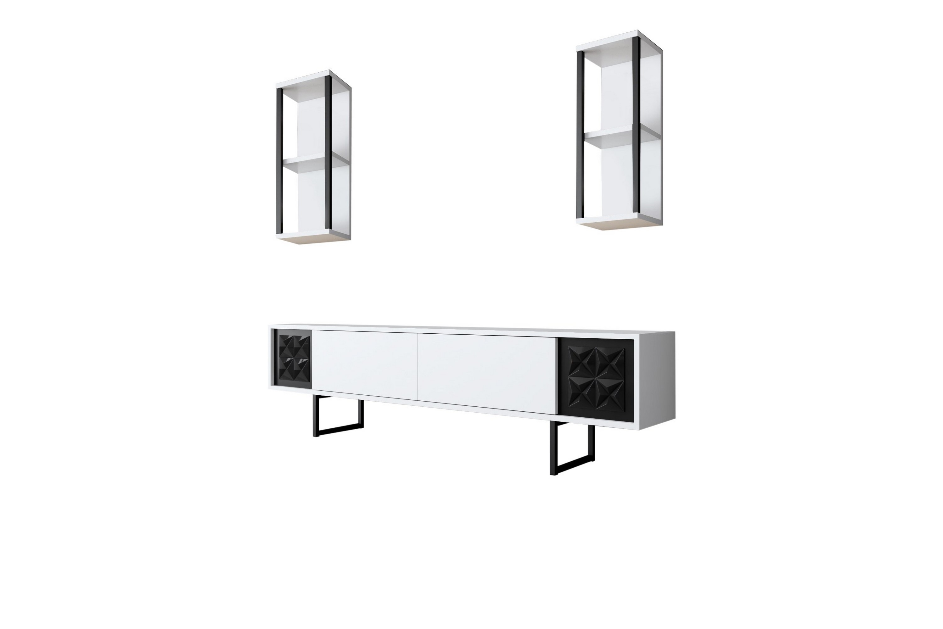 Tv-bänk Manchan 180 cm Vit/Svart