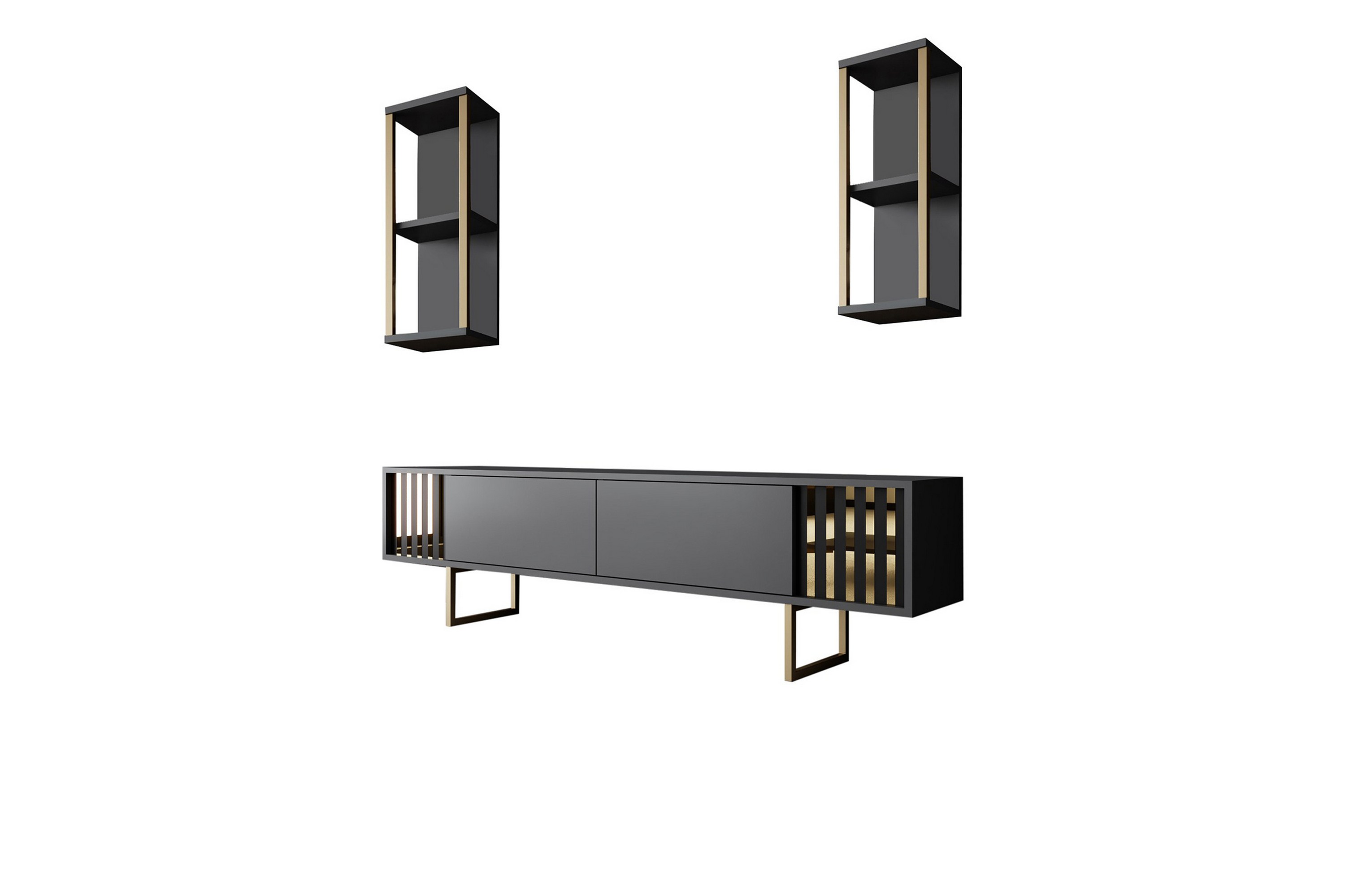 Tv-bänk Masatomo 180 cm Antracit/Svart