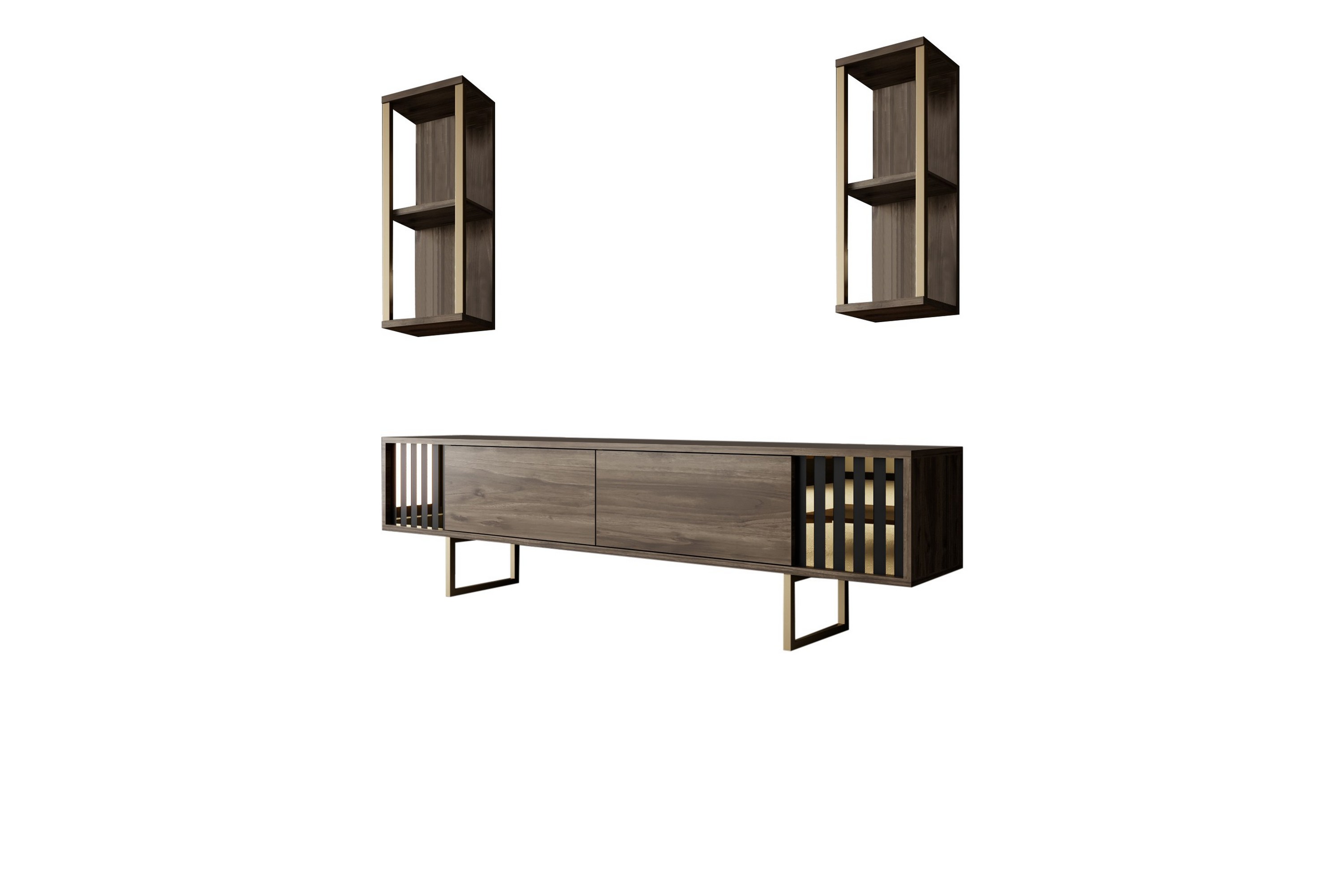 Tv-bänk Masatomo 180 cm Valnöt/Svart