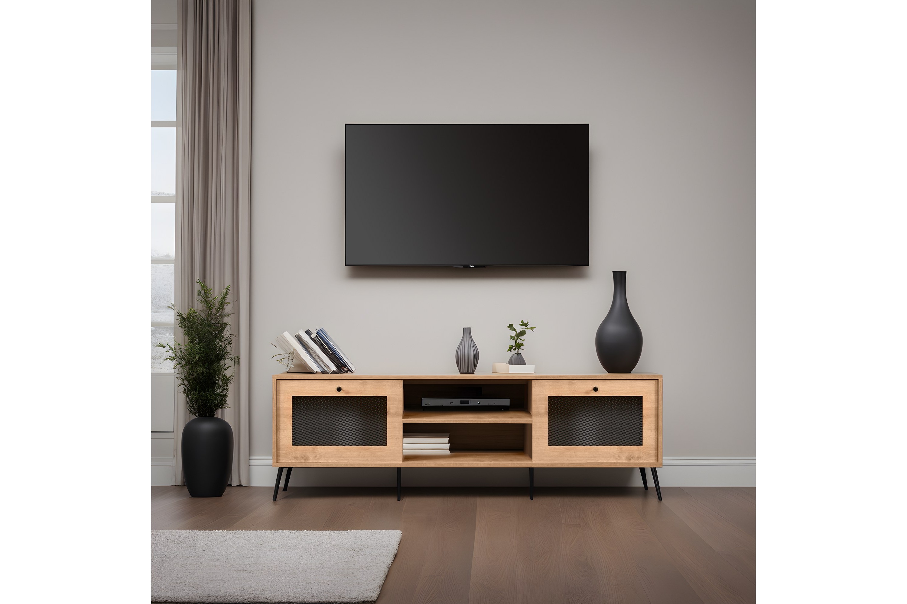 Tv-bänk Mavran 180 cm Ek/Svart
