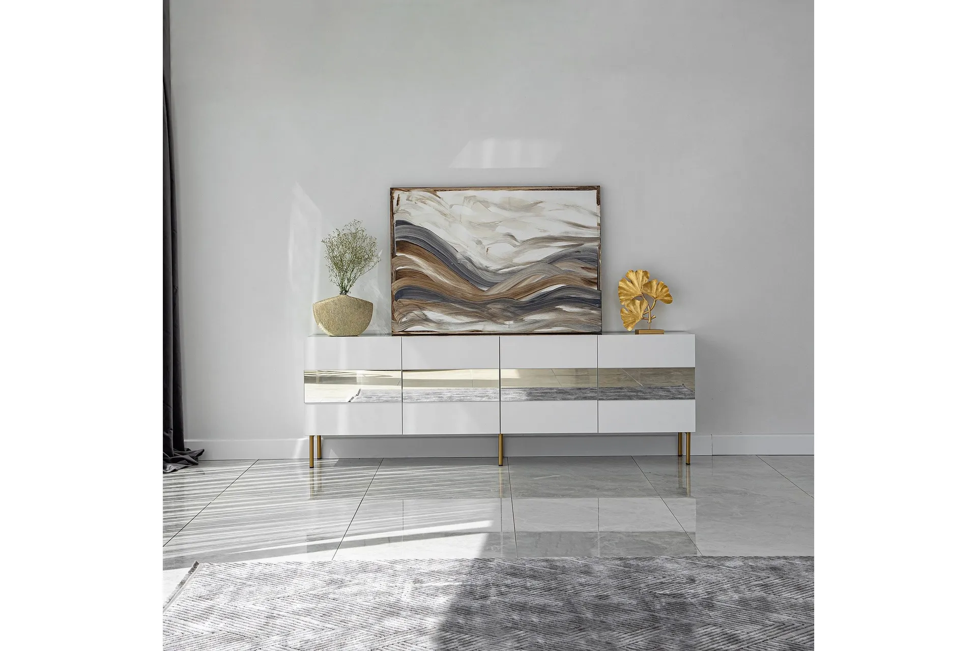 Arioch Tv-b&auml;nk 180 cm - Guld