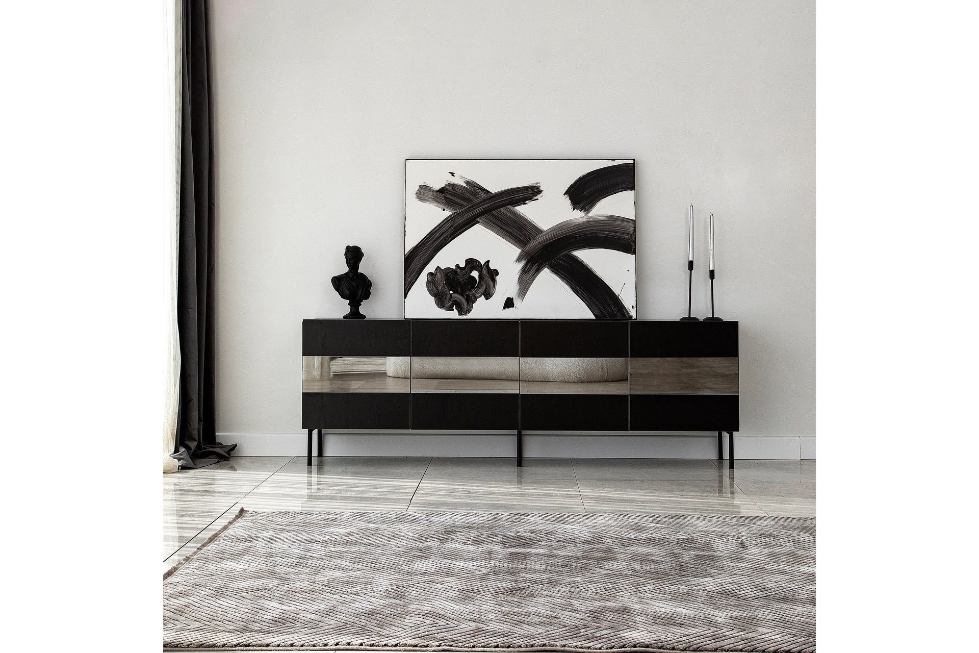 arioch tv-bänk 180 cm - svart