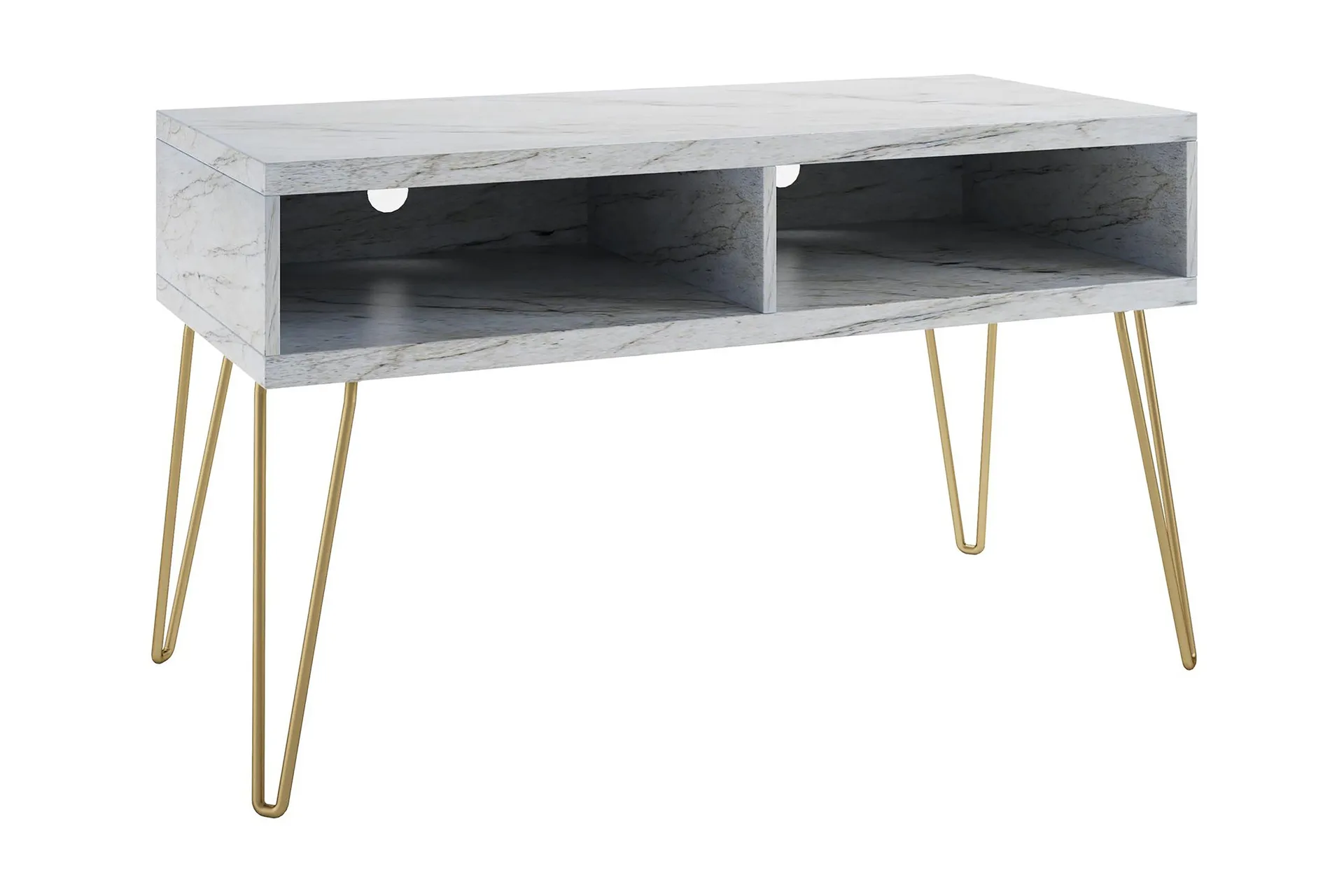 Athena Tv-b&auml;nk 107x50 cm Vit/Marmorm&ouml;nster - Novogratz