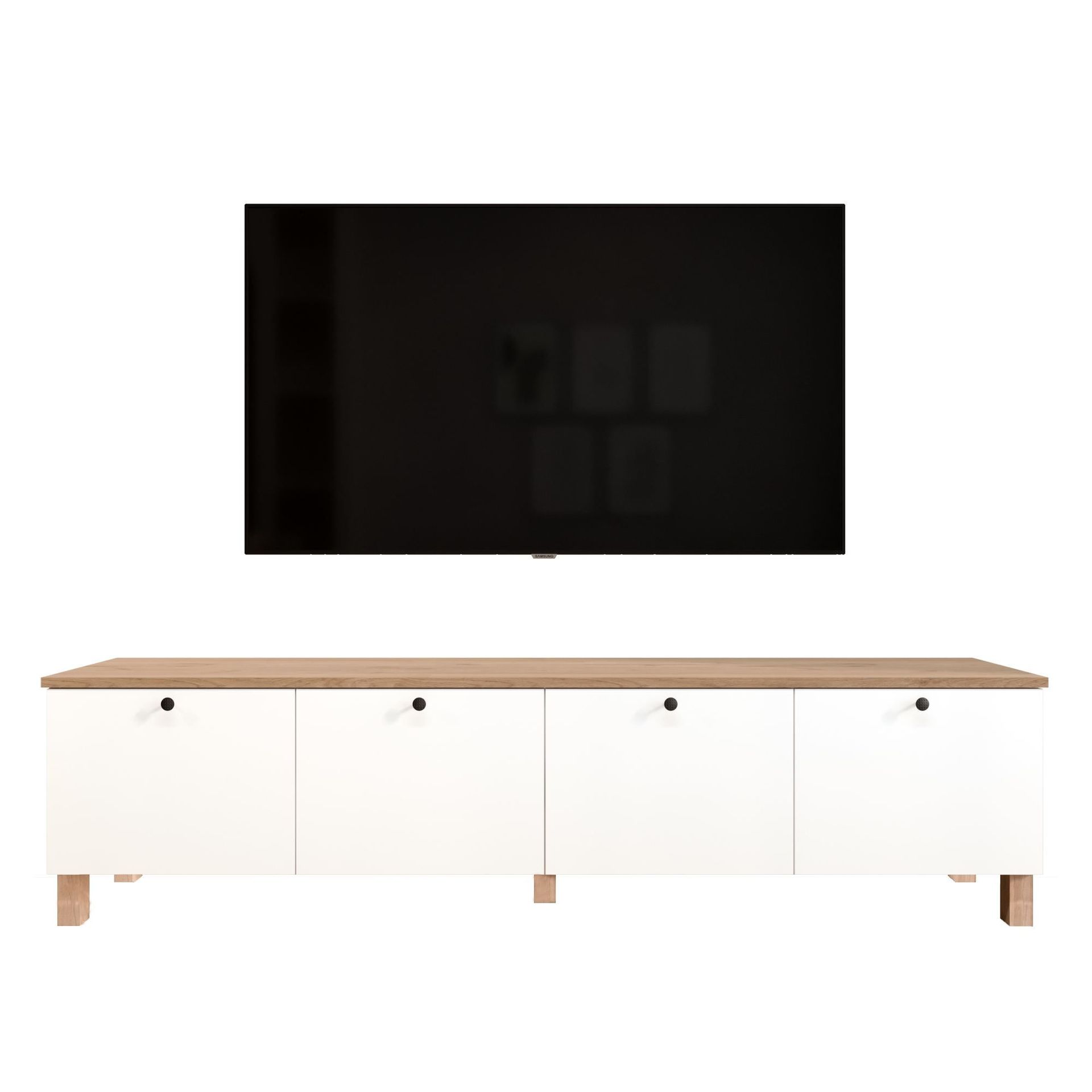 Avero TV-b&auml;nk 180x45,6x34,1 cm - Vit och ek