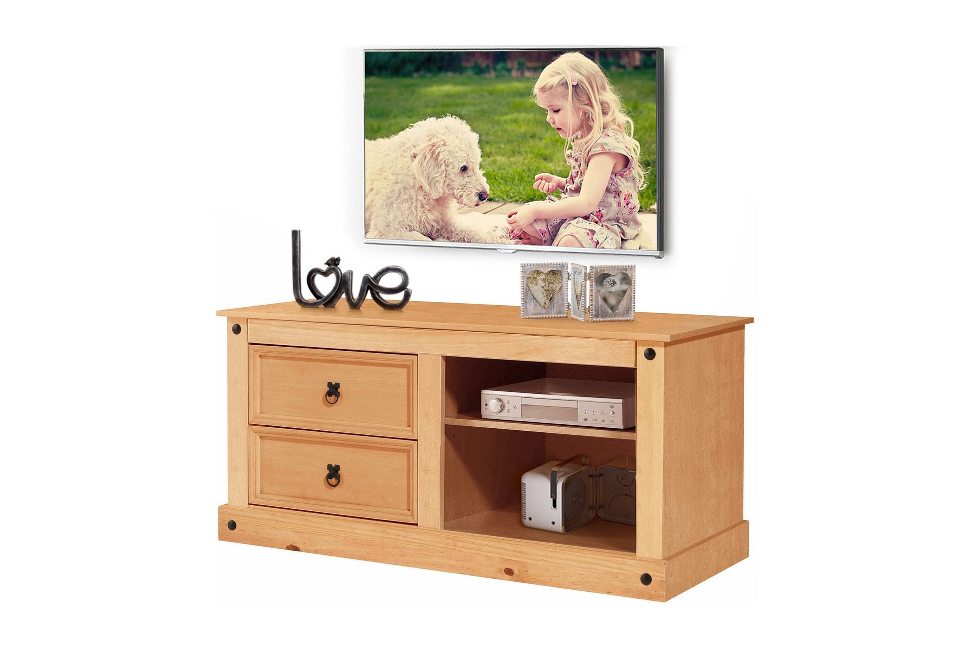 Ayala TV-b&auml;nk 120 cm - Ljusbrun