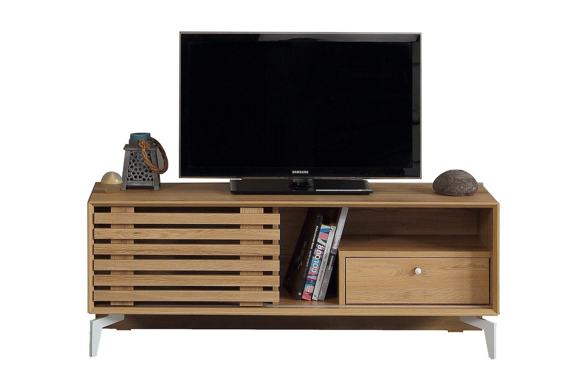 comfortale tv-bänk 100 cm - grå trä