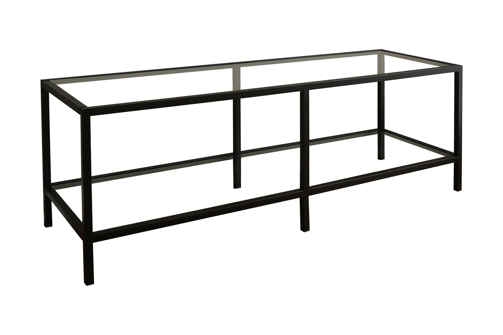 Condurso Golvst&aring;ende Tv-b&auml;nk 130 cm med F&ouml;rvaring i Glas och Metall - Svart