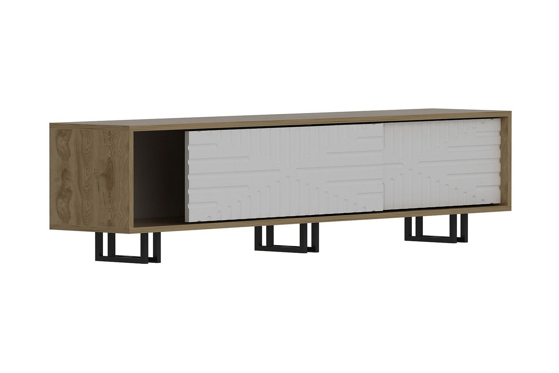 hejde tv-bänk 180 cm - brun/vit