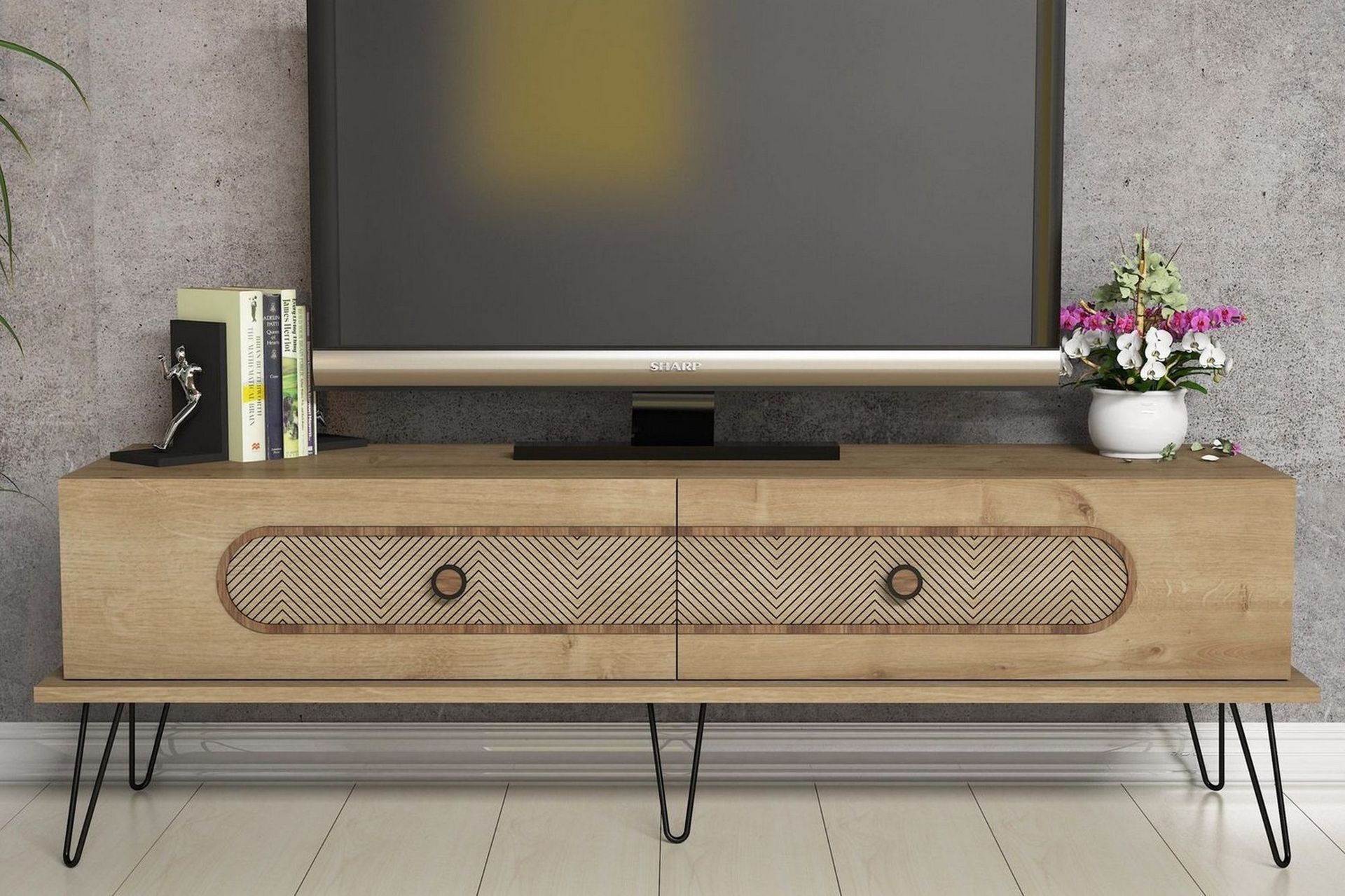 Hovdane TV-B&auml;nk 145 cm - Ljusbrun