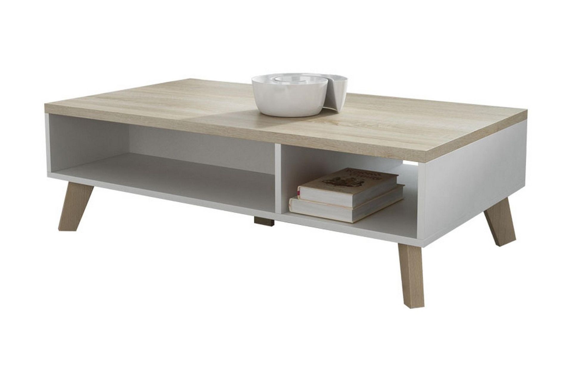 Kardos TV-b&auml;nk 110 cm - Vit/Ek