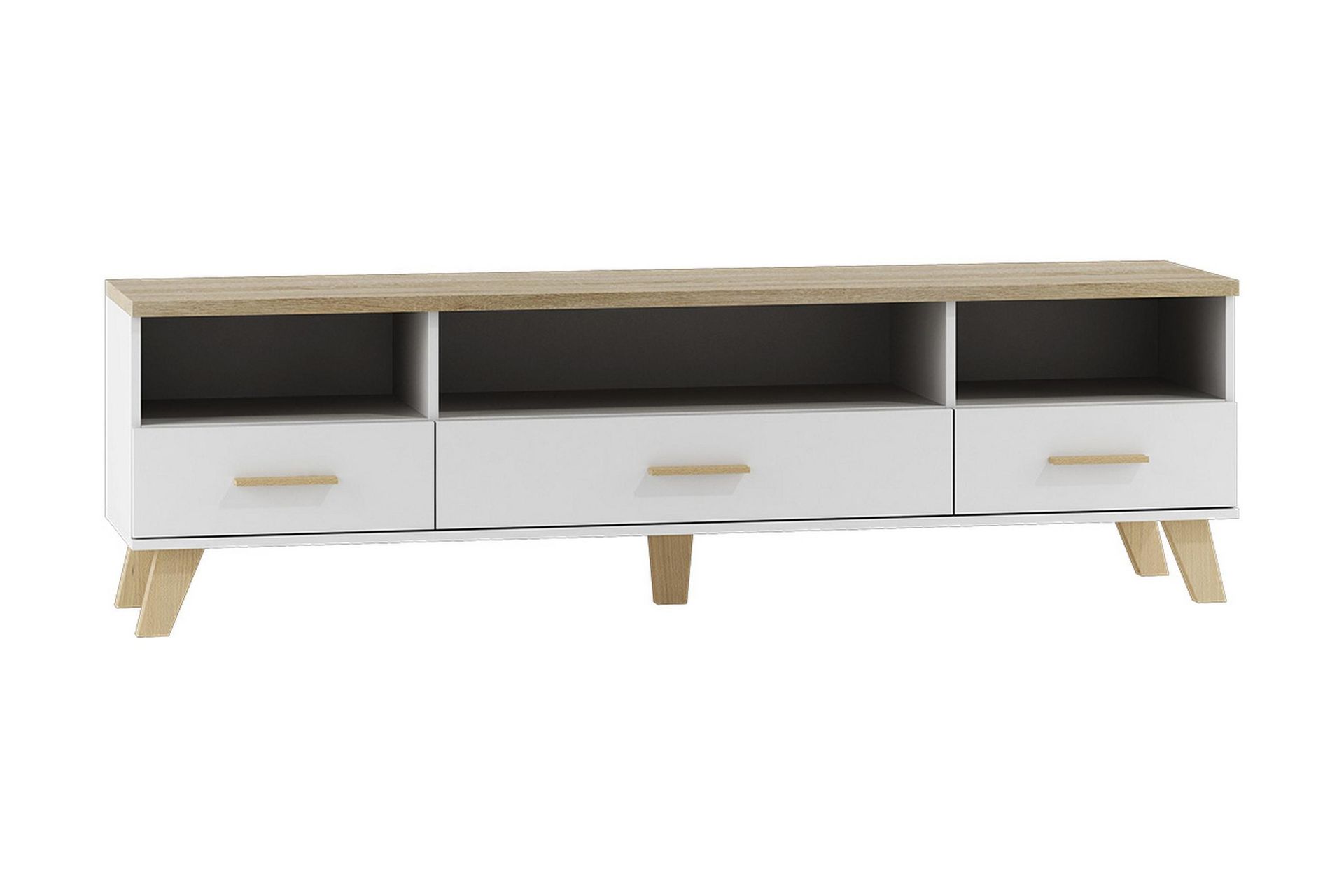 Kardos TV-b&auml;nk 180 cm - Vit/Ek