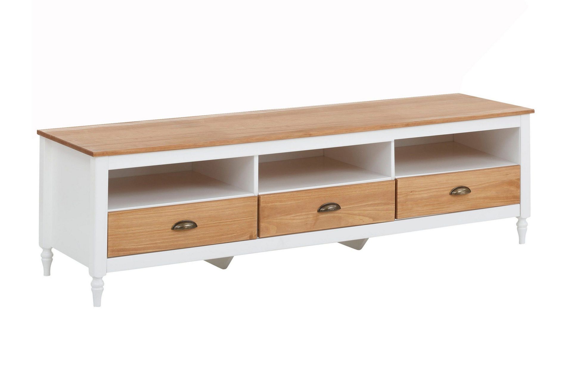 Lenham TV B&auml;nk 110 cm med F&ouml;rvaring i Ljust Tr&auml; - VitBeige