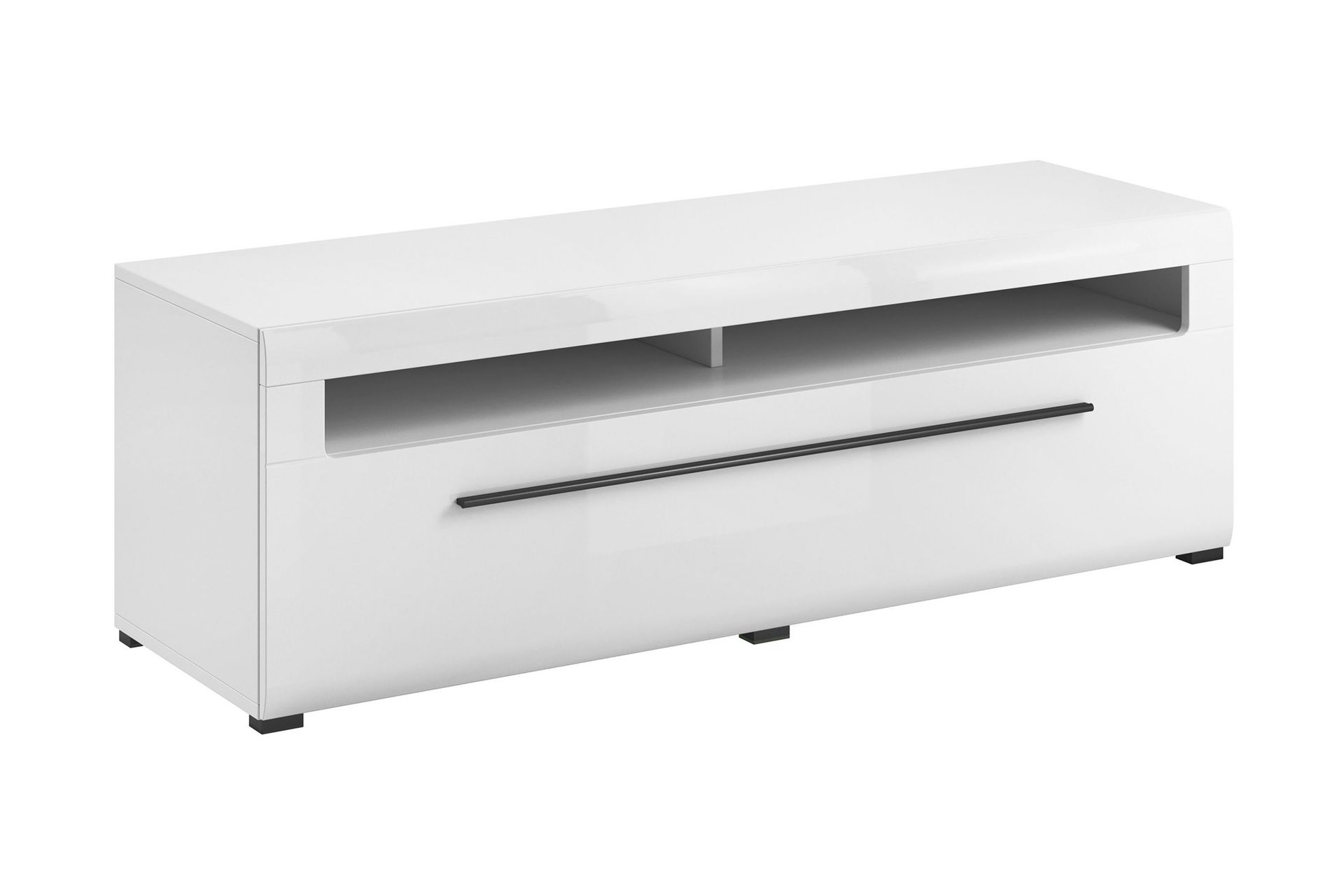 Maricruz TV-b&auml;nk 140 cm - Vit/Vit h&ouml;gglans