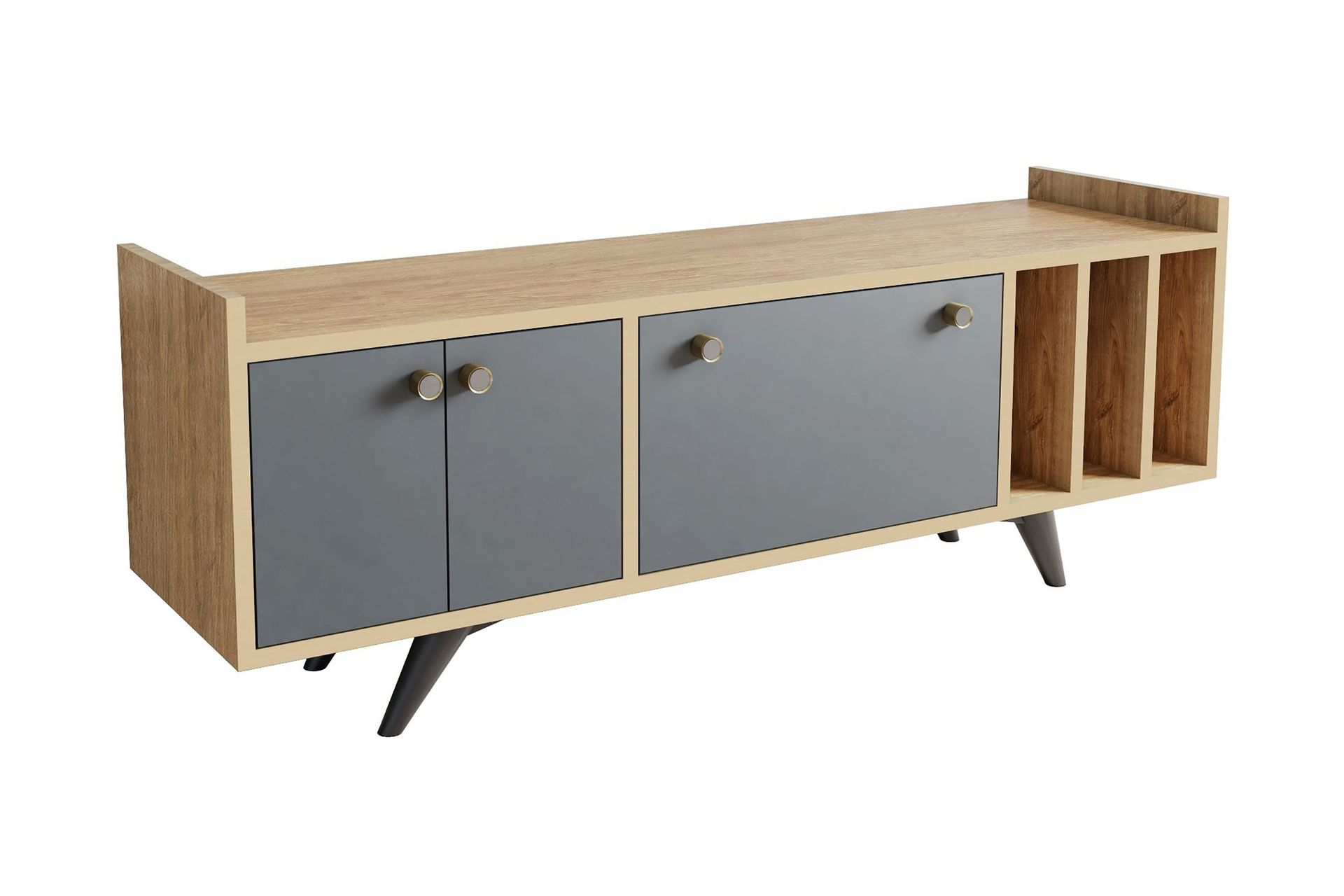 Midelt Tv-b&auml;nk 150 cm - Antracit/Natur