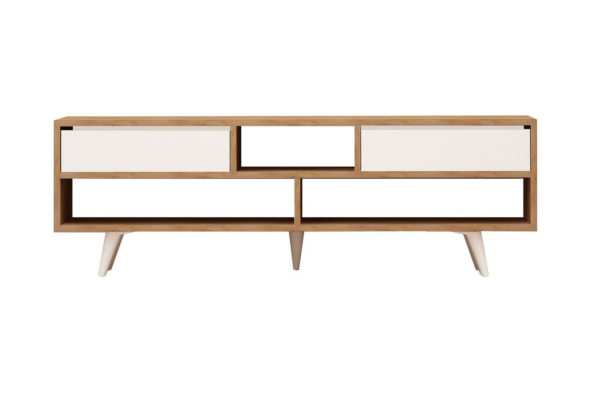 mod design tv-bänk 140 cm - brun/vit