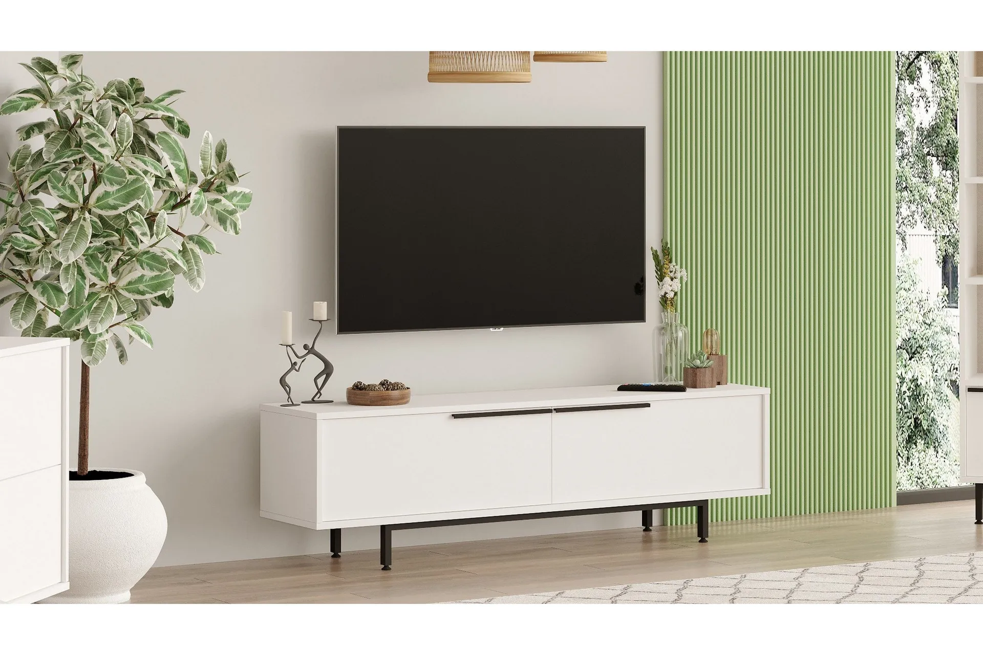 Munish Tv-b&auml;nk 160 cm - Vit
