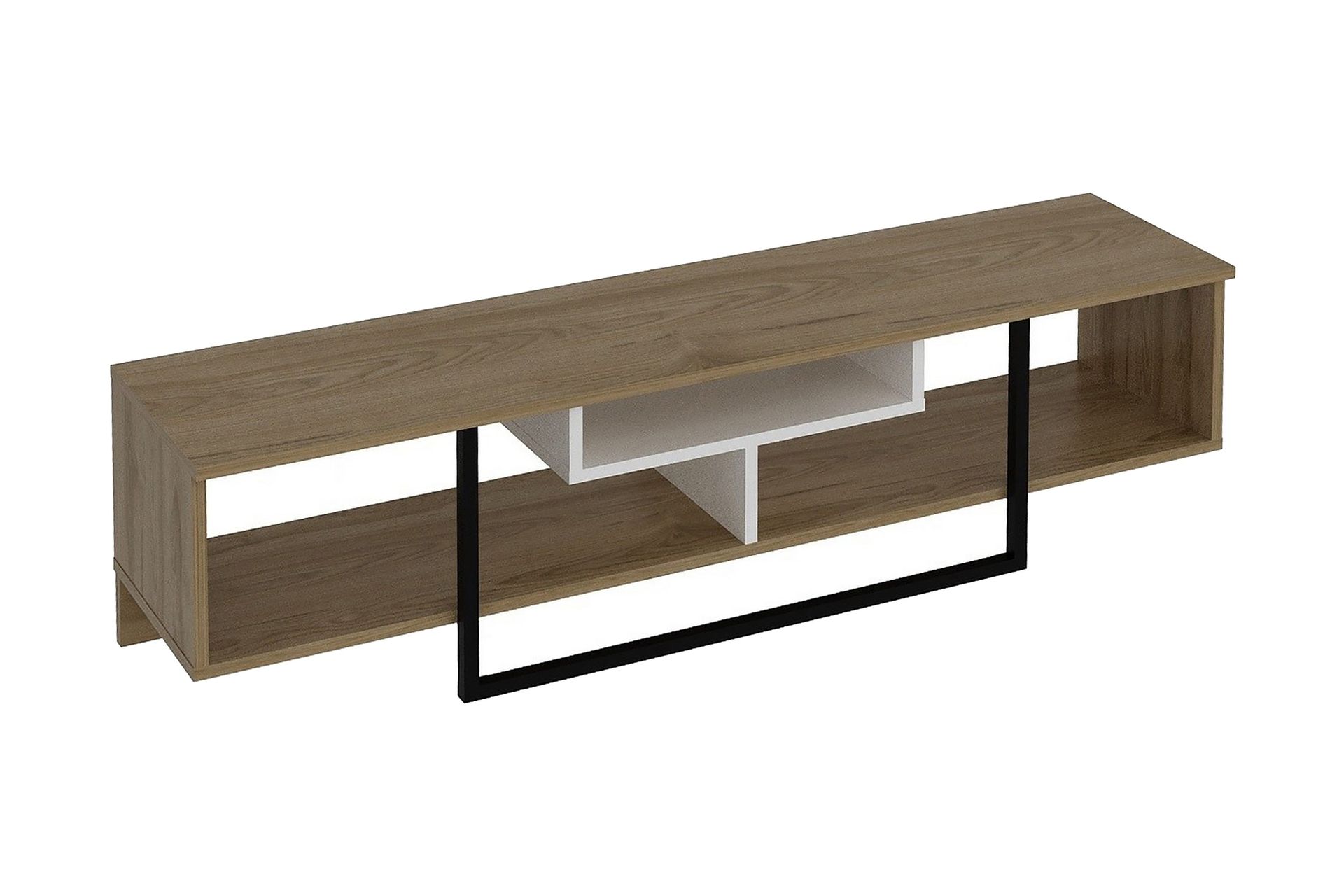 naftali tv-bänk 149 cm - vit/svart/ek