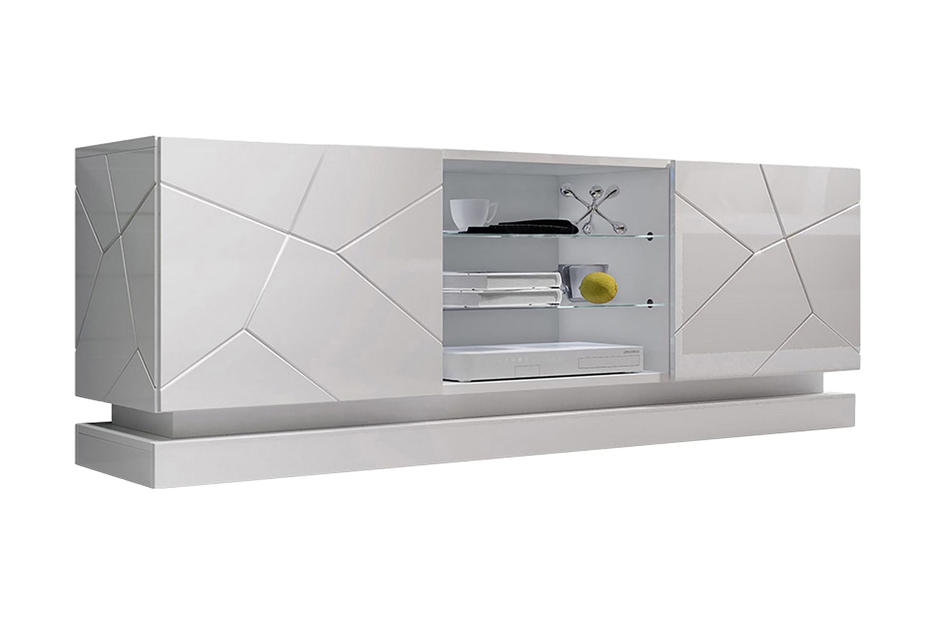 Qiu TV-b&auml;nk 40x160 cm - Vit/H&ouml;gglans