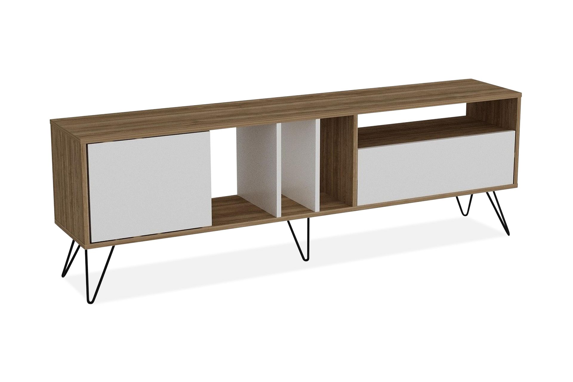 Schwefel TV-B&auml;nk 180 cm - Valn&ouml;tSvartVit