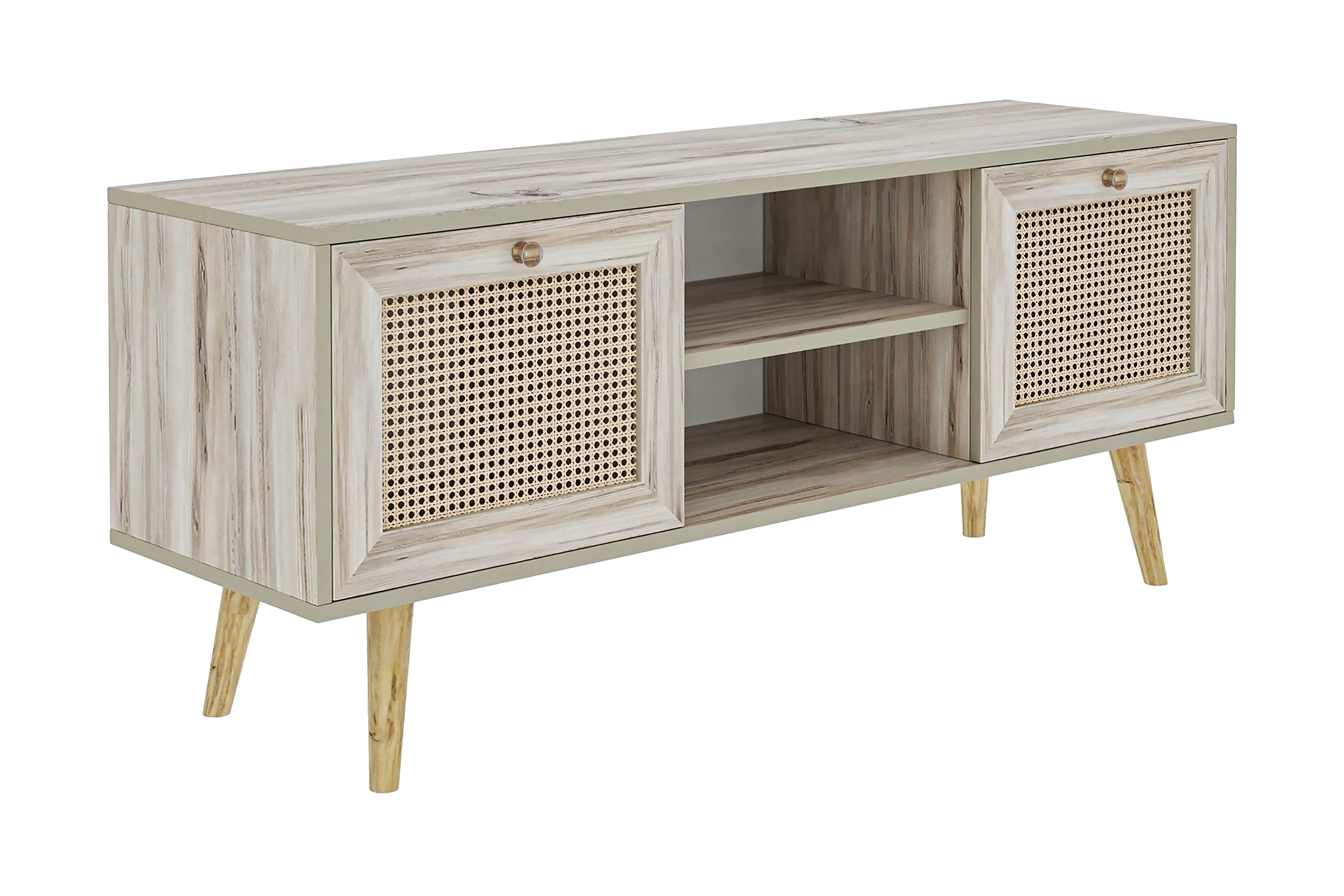 Tv-bänk 140 cm 2 Skåp Sand/Natur