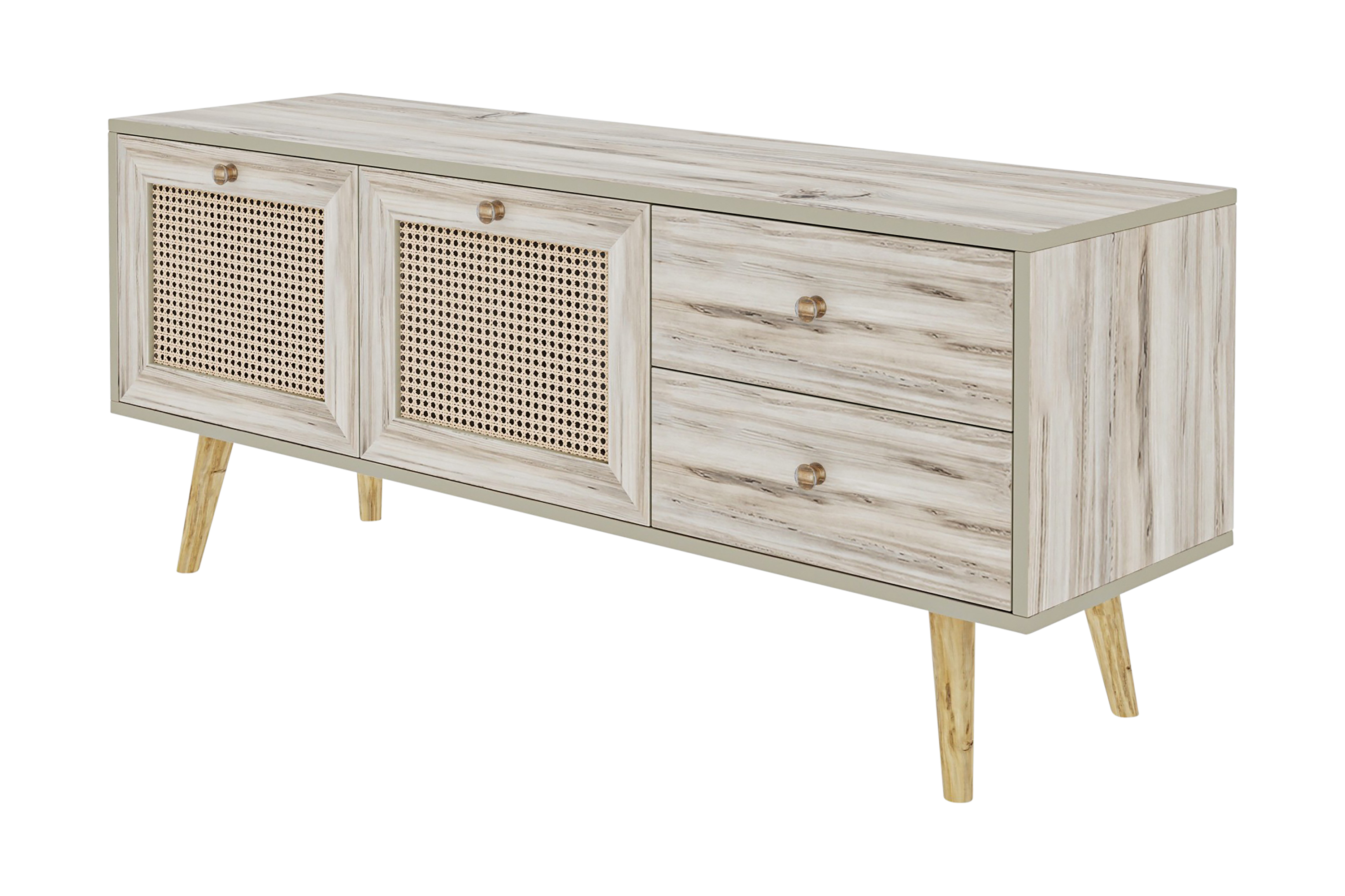 Tv-bänk 140 cm 4 Skåp Sand/Natur