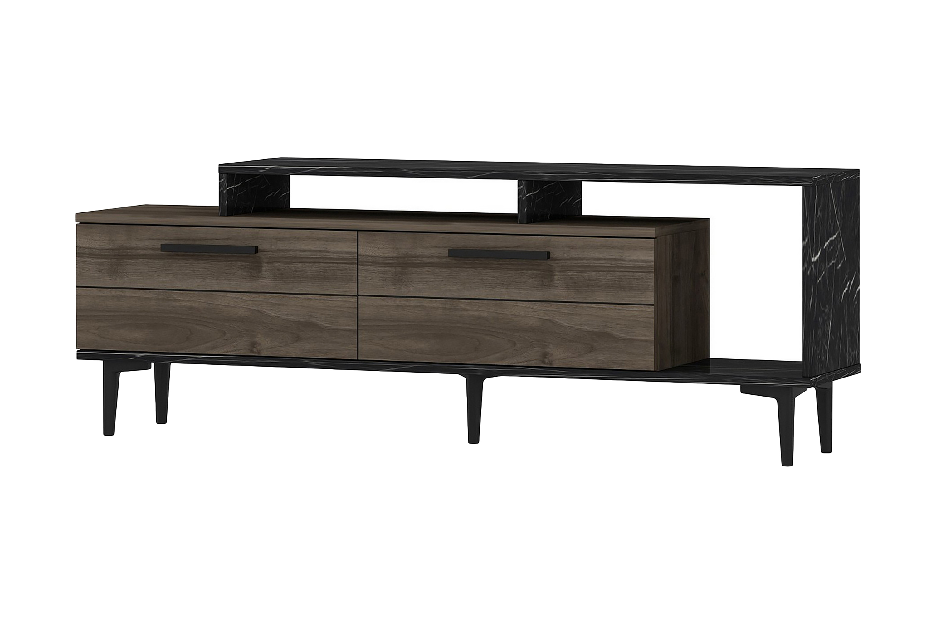 Tv-bänk 150 cm Valnöt/Svart