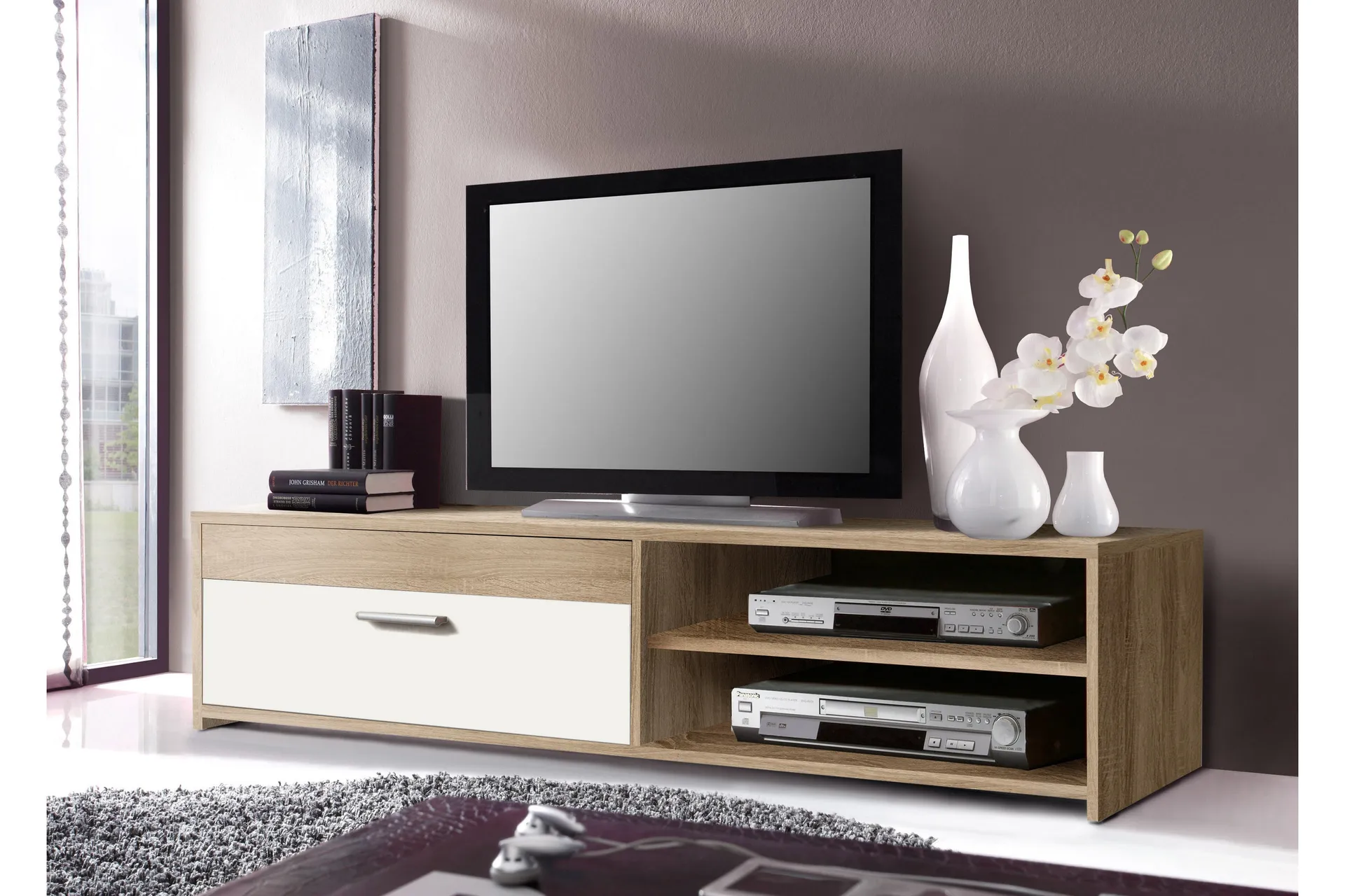 tv-bänk alysiana 120 cm - brunvit