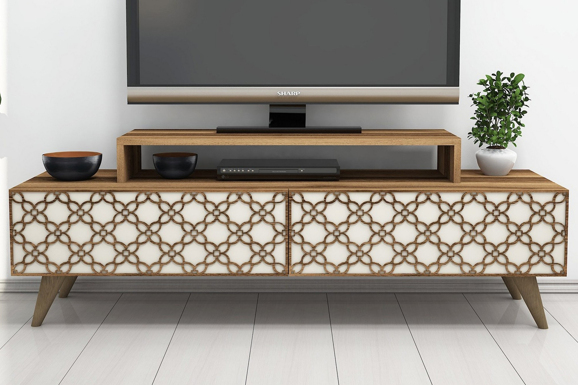 tv-bänk amtorp 140 cm - brun