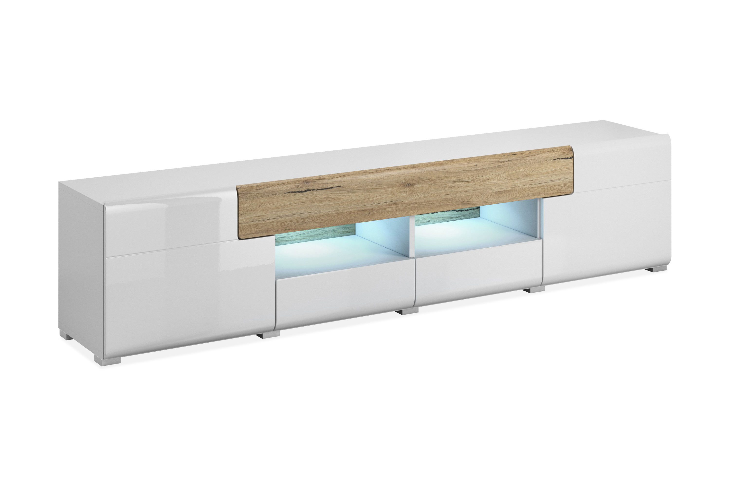 TV-bänk Aureas 208 cm Ek/Vit högglans