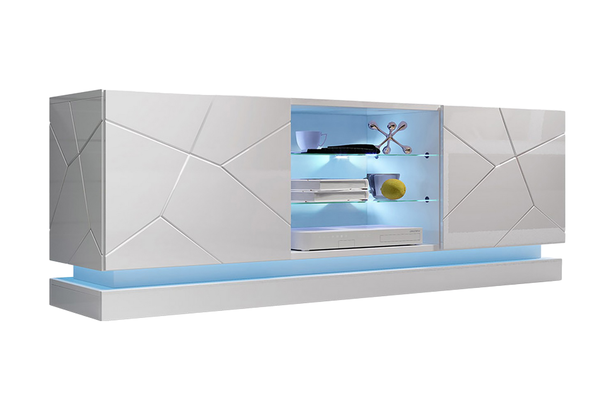 TV-bänk Barjols 40x160 cm LED-belysning Vit/Högglans
