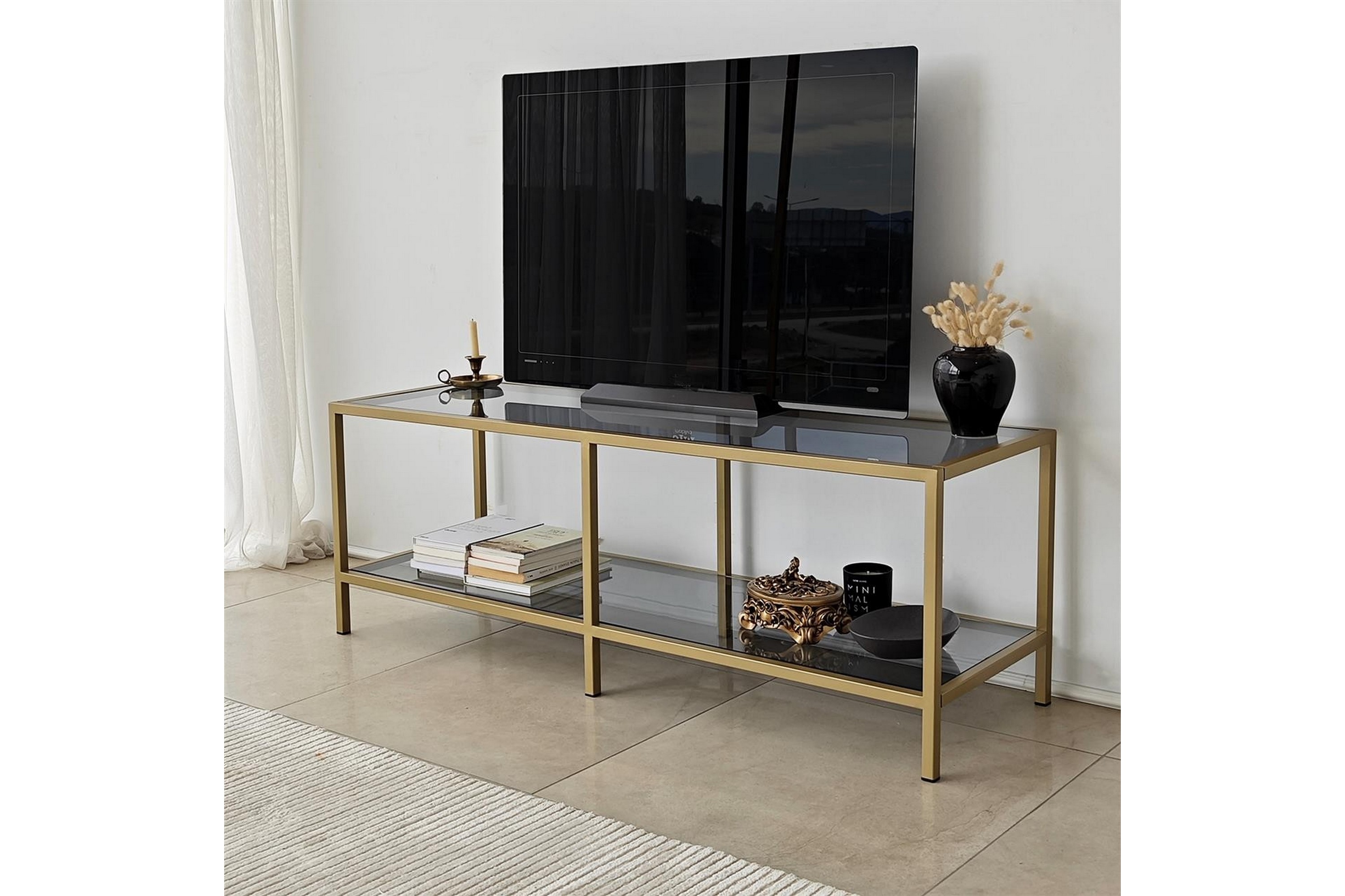 tv-bänk basico 130 cm - guld