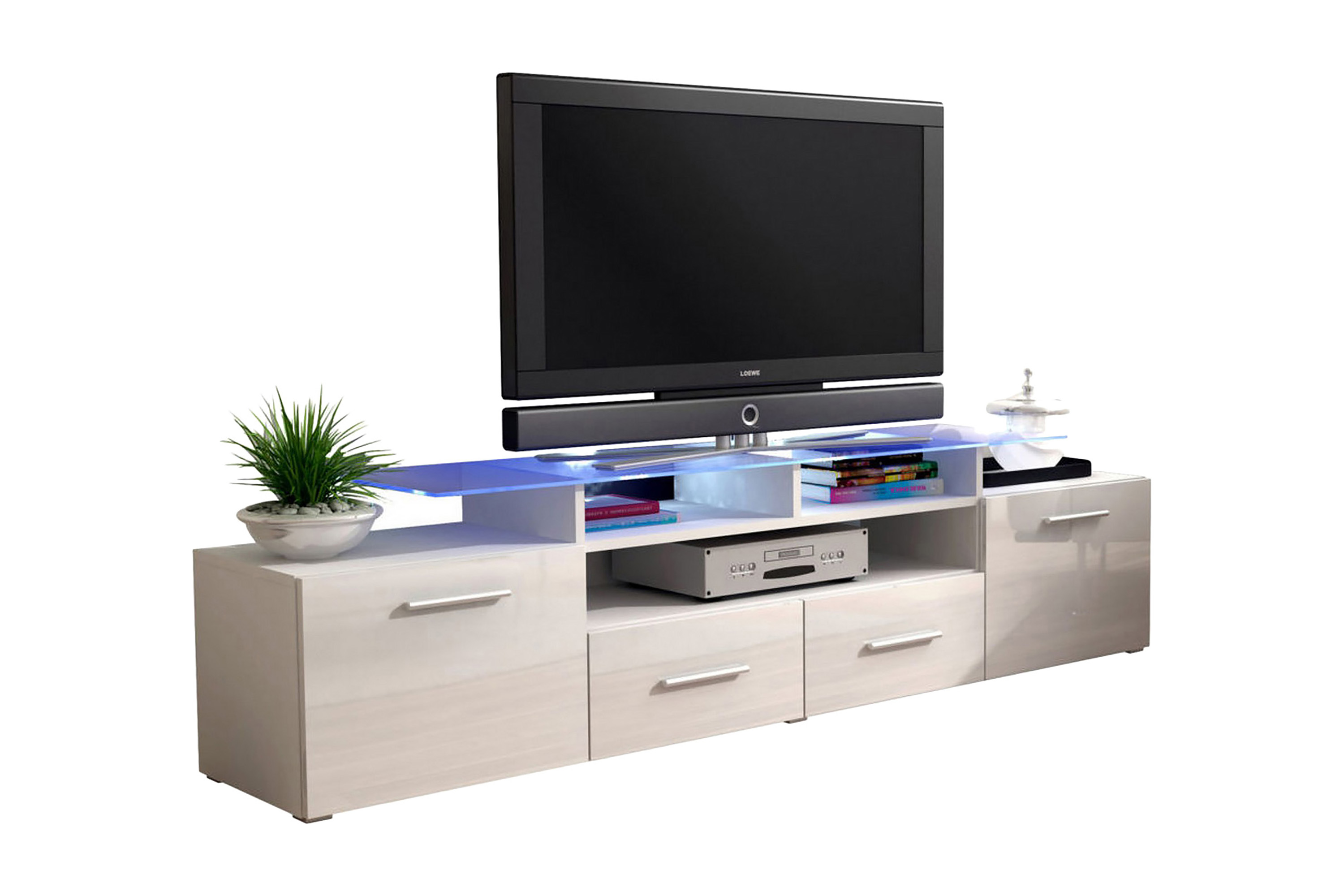 TV-bänk Evora 194x39x39 cm Beige/GråVit