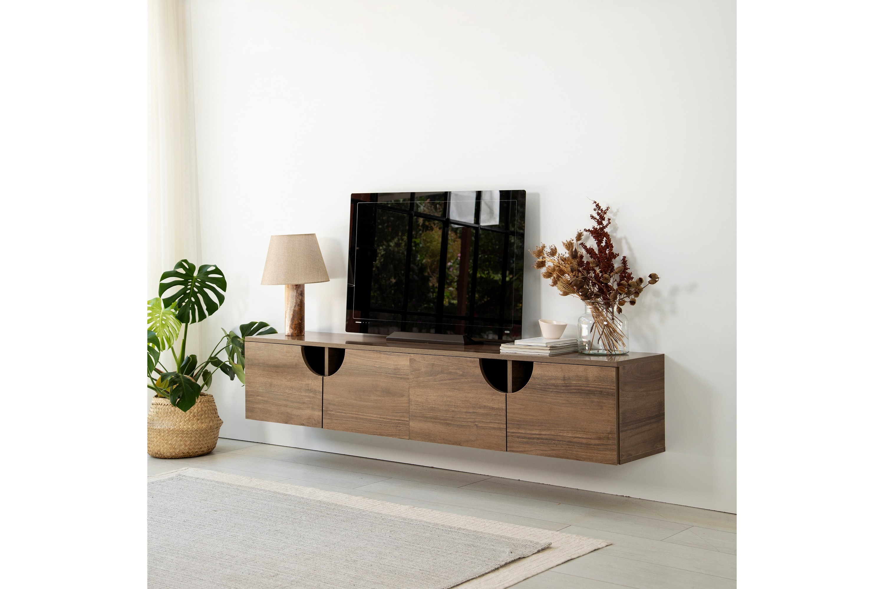 tv-bänk grotte 180 cm - valnöt