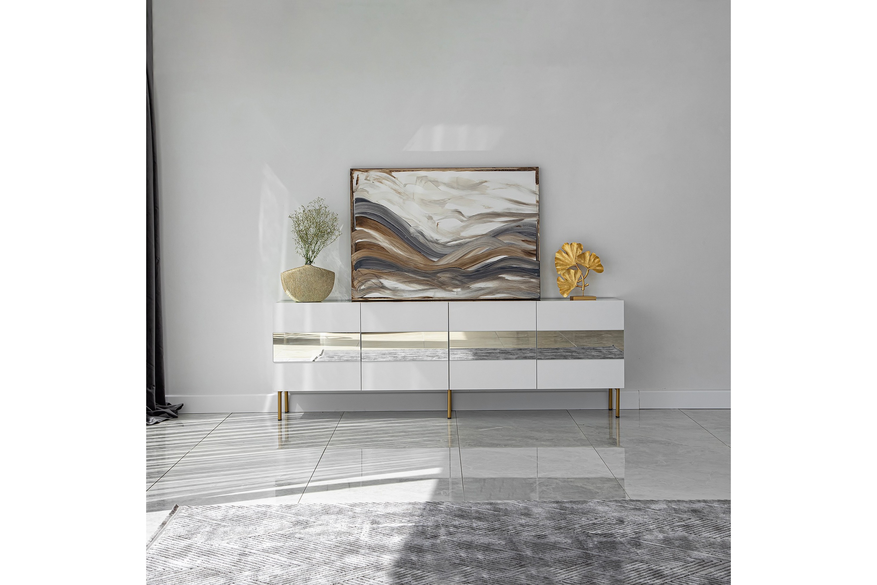 tv-bänk haripala 180 cm - guld