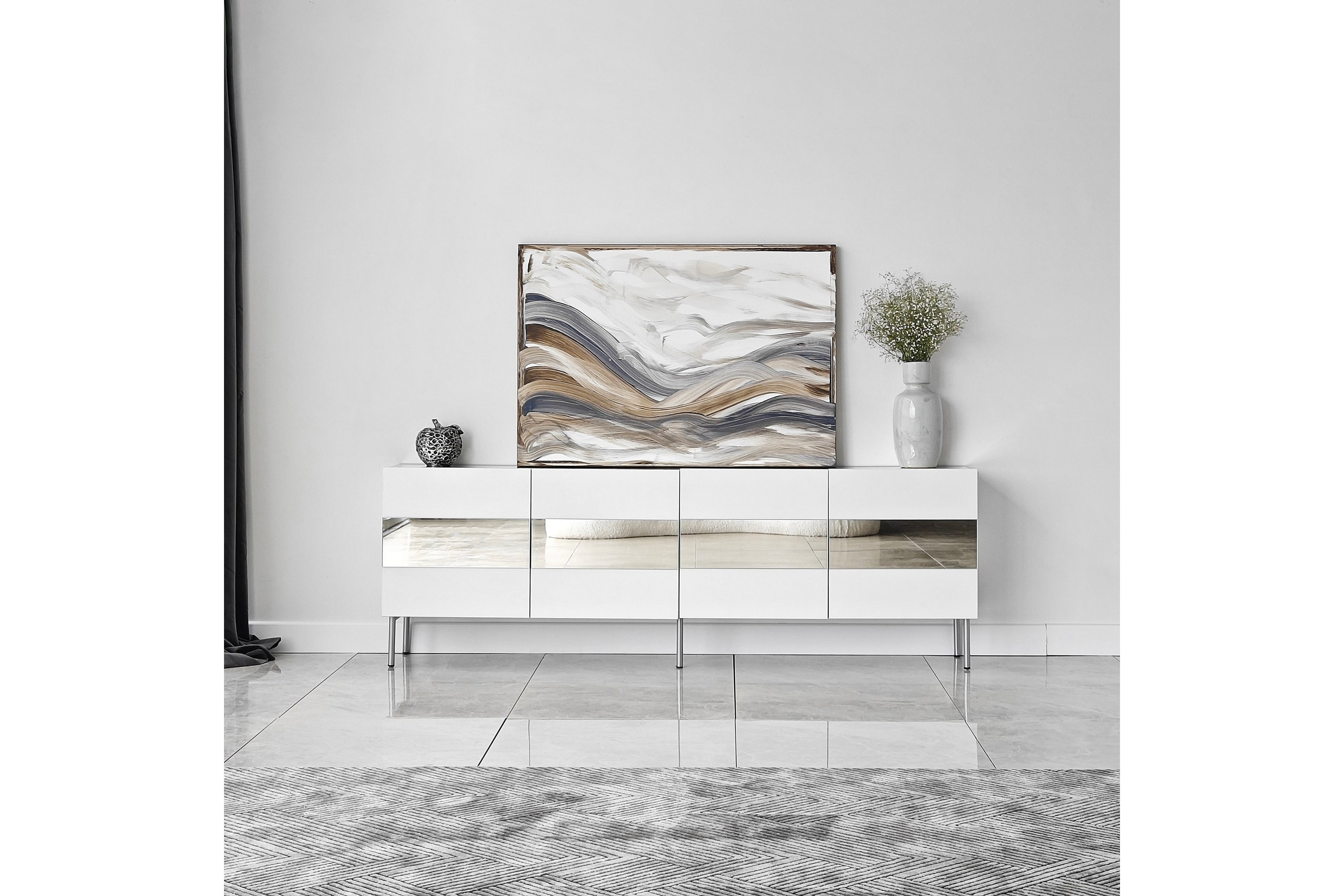 tv-bänk haripala 180 cm - silver